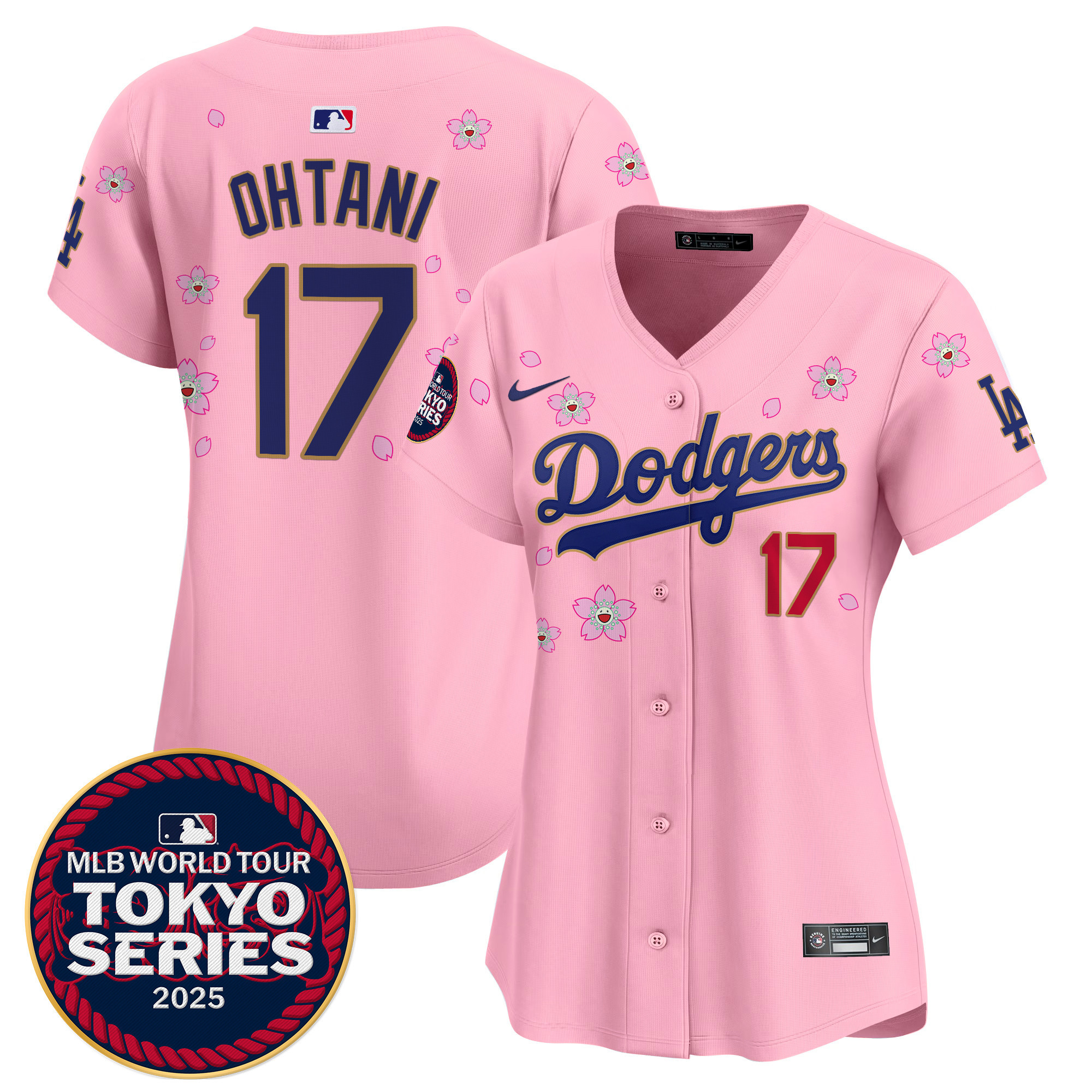 Shohei Ohtani Women's Los Angeles Dodgers Tokyo Series 2025 Gold Trim Vapor Premier Limited Cherry Blossom Jersey - Stitched