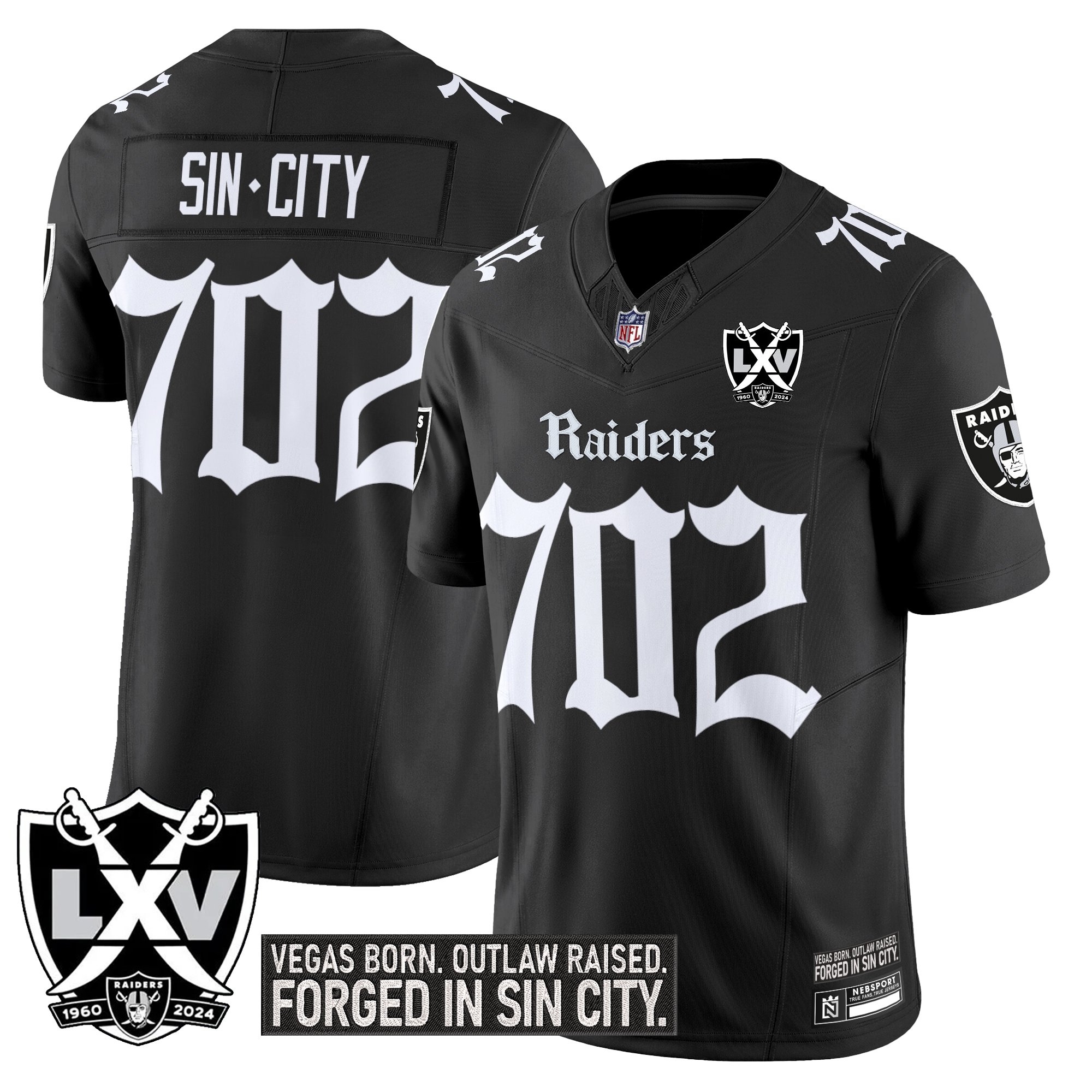 SinCity702 Men's Las Vegas Raiders 'Gothic Sin City Shadows Edition' Vapor Limited Black Jersey - All Stitched