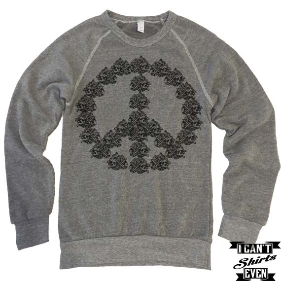 Skeleton Peace Unisex Sweatshirt. Halloween Shirt. Eco-Fleece Sweatshirt. Scary Costume.