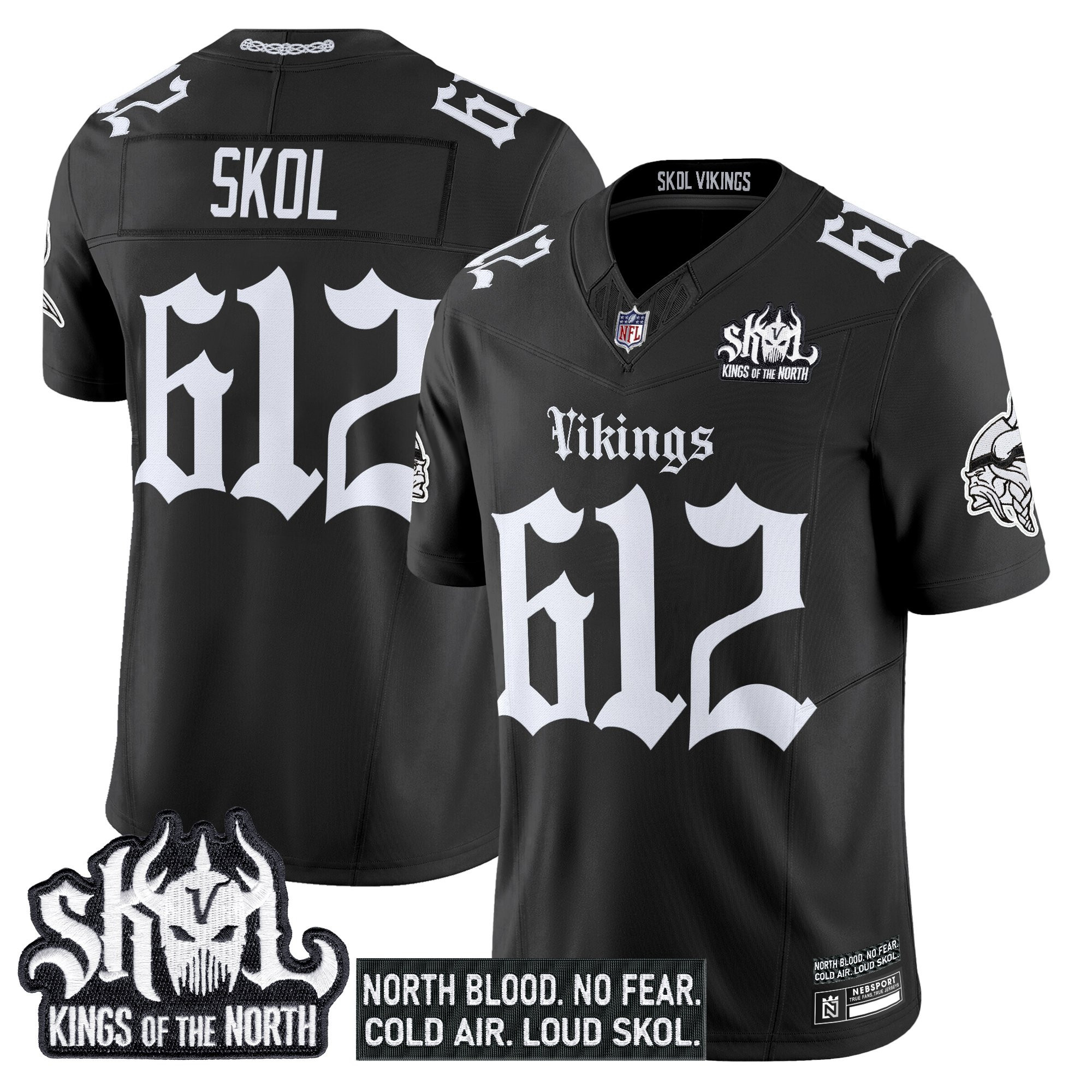 Skol 612 Men's Minnesota Vikings 'Gothic Norseblood Edition' Vapor Limited Black Jersey - All Stitched