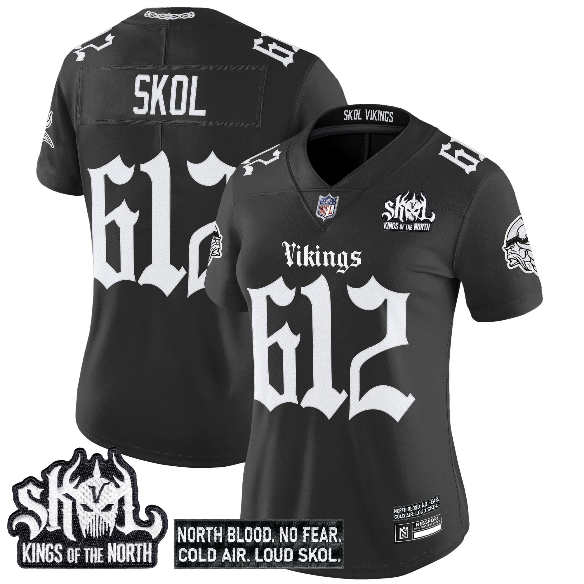 Skol 612 Women's Minnesota Vikings 'Gothic Norseblood Edition' Vapor Limited Black Jersey - All Stitched