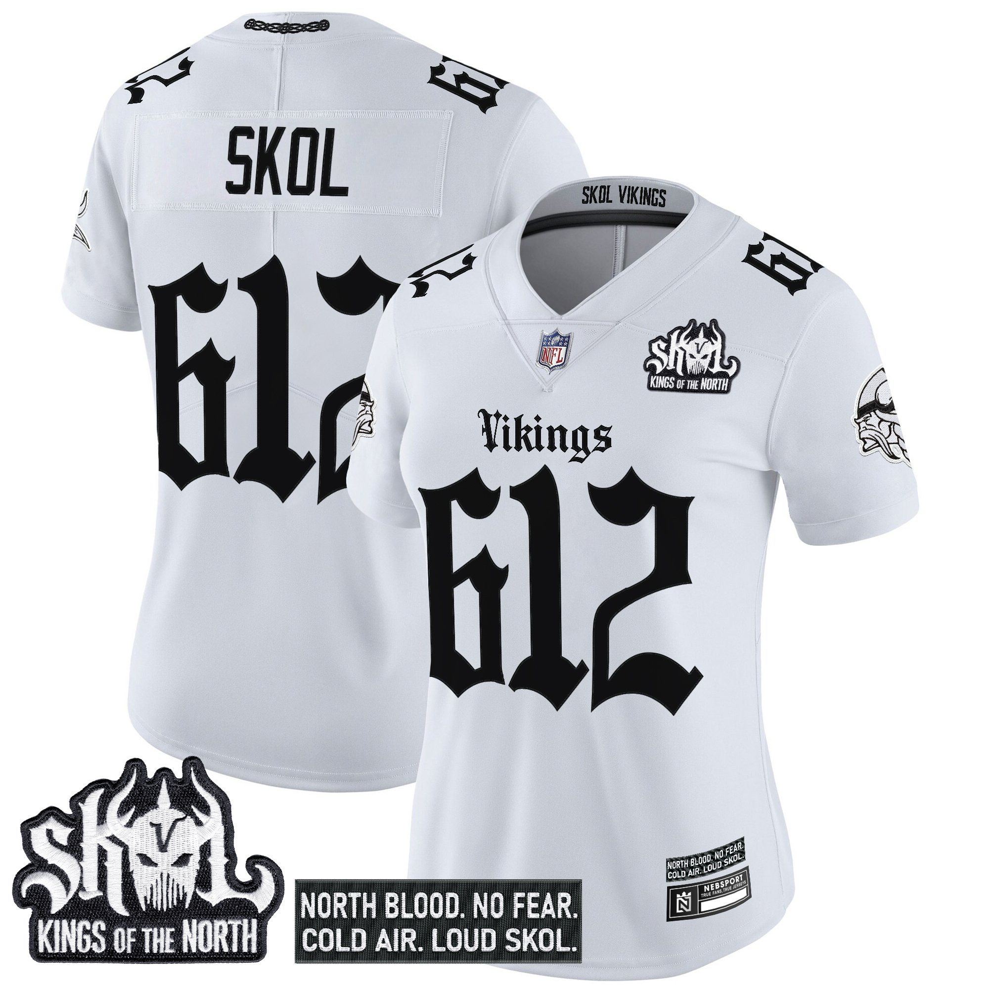 Skol 612 Women's Minnesota Vikings 'Gothic Norseblood Edition' Vapor Limited White Jersey - All Stitched