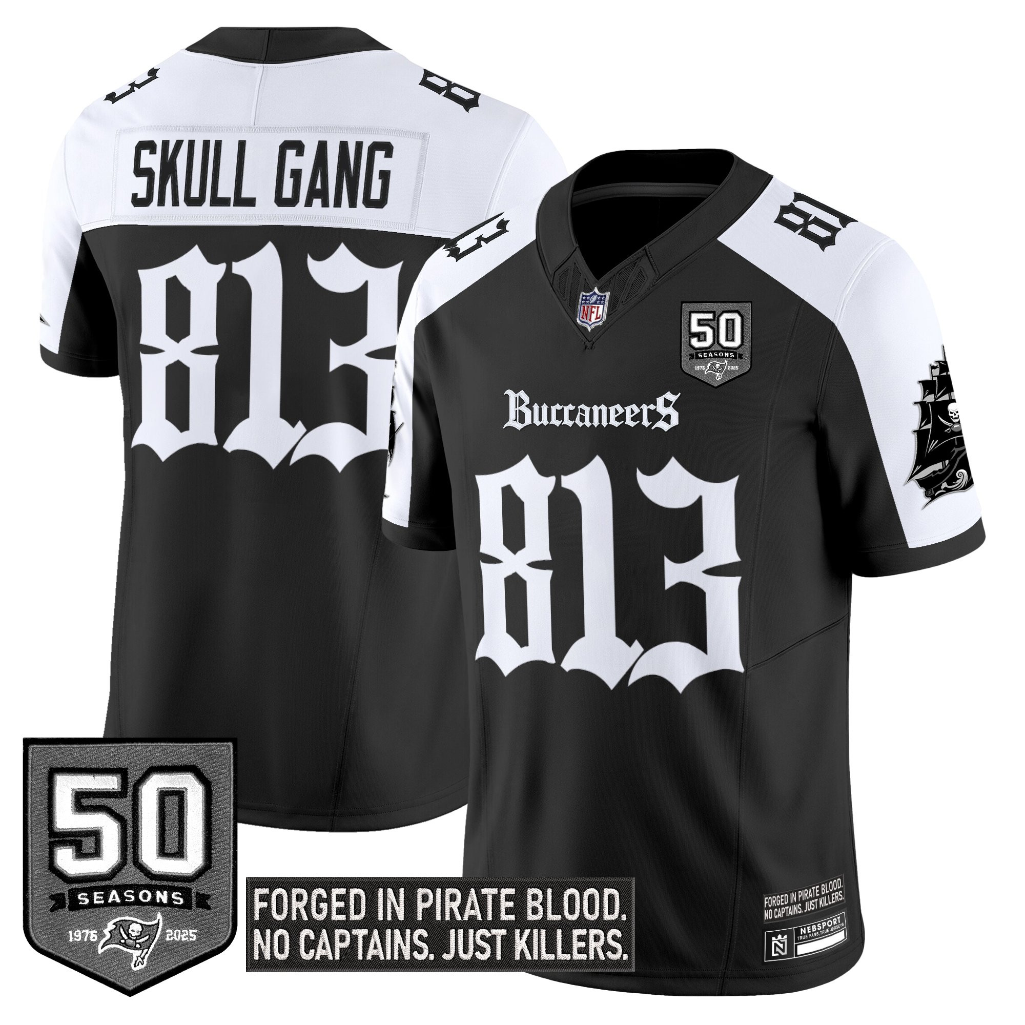 Skull Gang 813 Men's Tampa Bay Buccaneers 'Gothic Pirate Shadows Edition' Limited Alternate Jersey - All Stitched