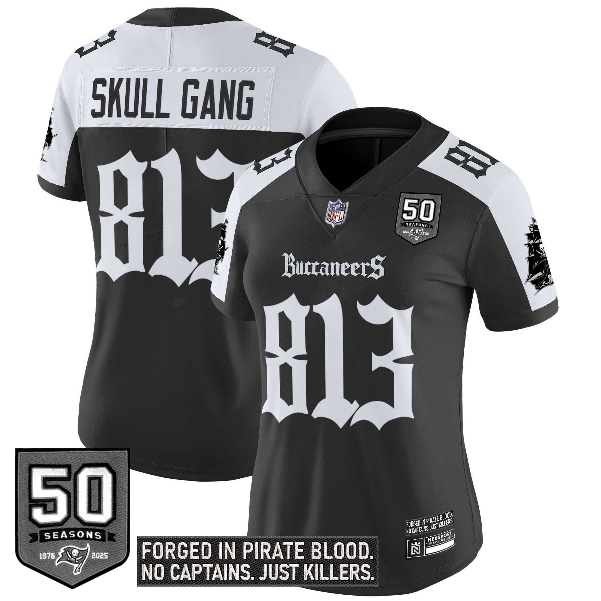 Skull Gang 813 Women's Tampa Bay Buccaneers 'Gothic Pirate Shadows Edition' Vapor Limited Alternate Jersey - All Stitched