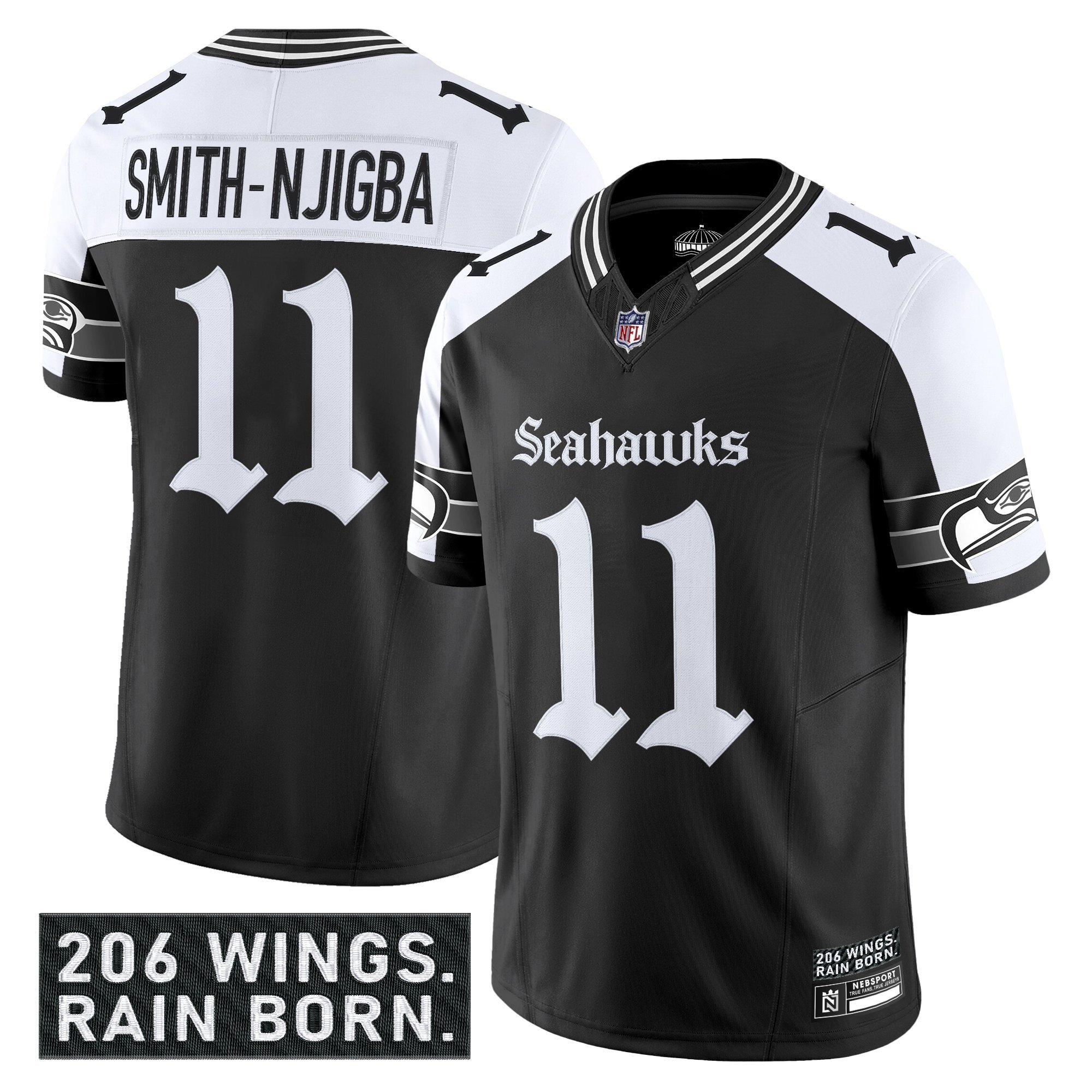 Smith-Njigba Men's Seattle Seahawks 'Gothic Rain City Shadows Edition' Vapor Limited Alternate Jersey - All Stitched