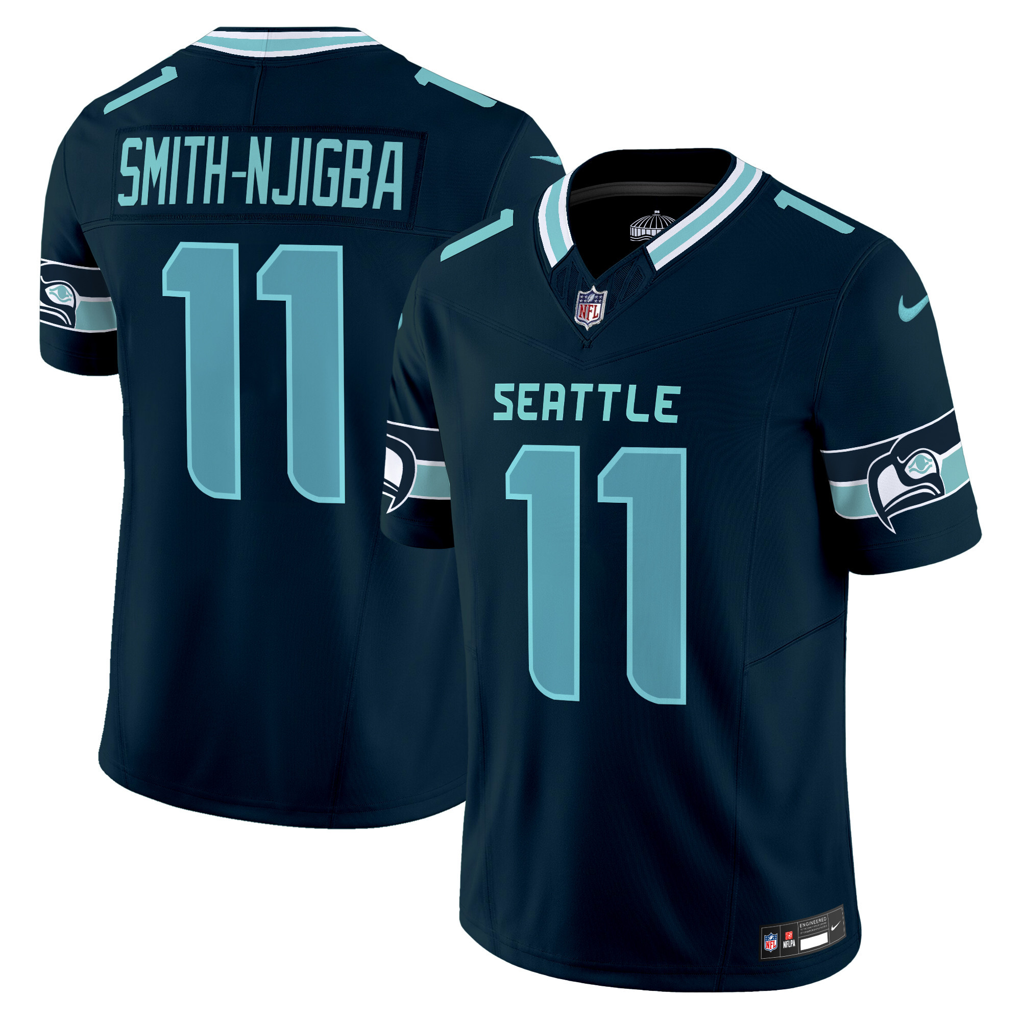 Smith-Njigba Men's Seattle Seahawks "Seattle City" Vapor Limited Navy Jersey - All Stitched