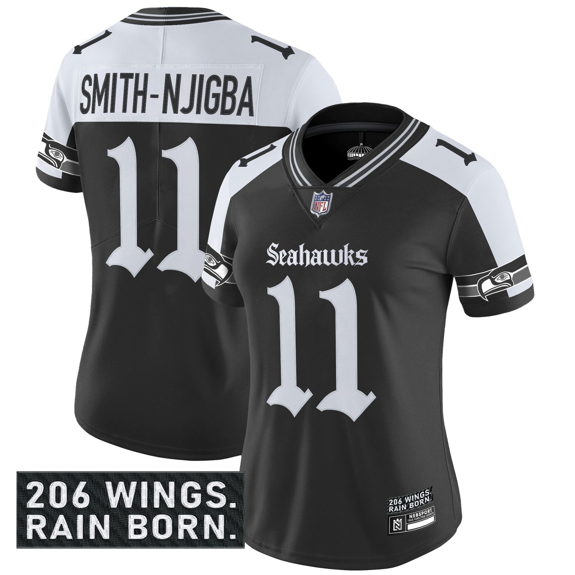 Smith-Njigba Women's Seattle Seahawks 'Gothic Rain City Shadows Edition' Vapor Limited Alternate Jersey - All Stitched