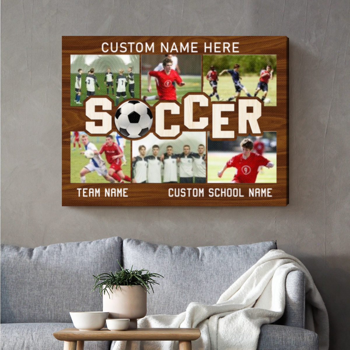 Soccer Custom Picture Collage Canvas, Personalized Soccer Gifts, Soccer Senior Night Gift, Soccer Photo Print, Soccer Coach Gifts For Him