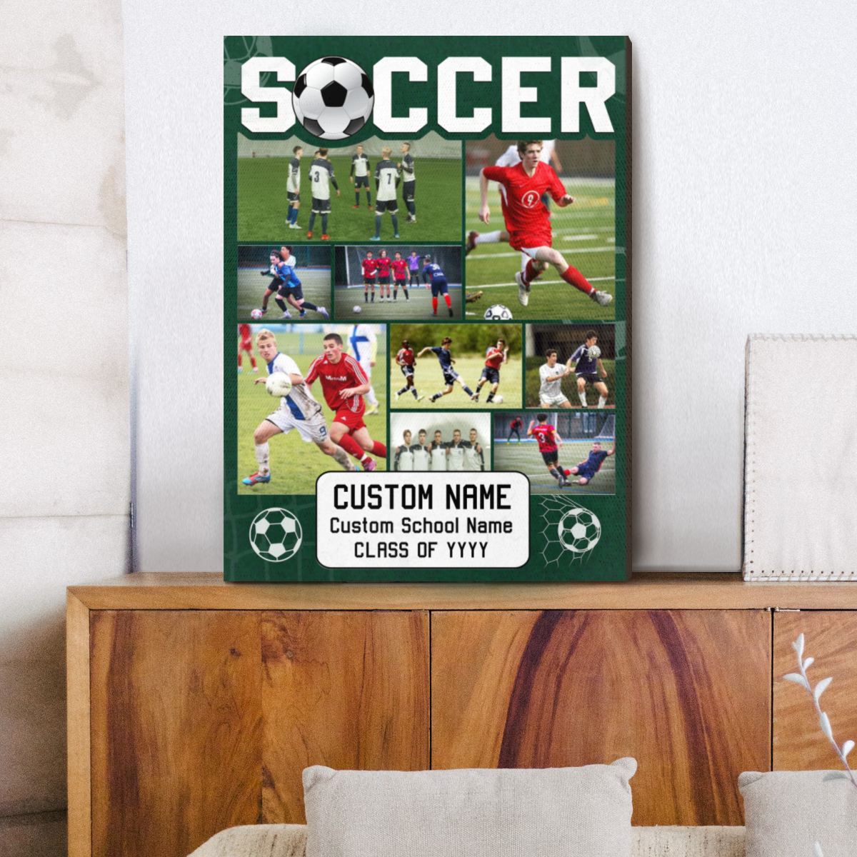 Soccer Photo Board Collage Gifts, Personalized Soccer Picture Canvas Print, Soccer Senior Night Gifts, Custom Soccer Team Gifts, Soccer Player Gifts