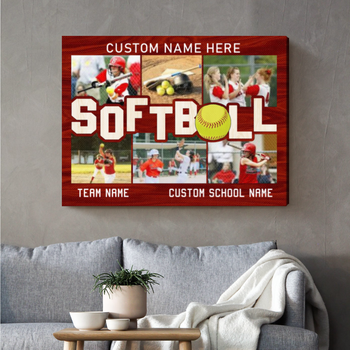 Softball Custom Picture Collage Canvas, Softball Gifts For Senior Girls, Personalized Softball Gift, Softball Gifts For Coaches, Softball Photo Print