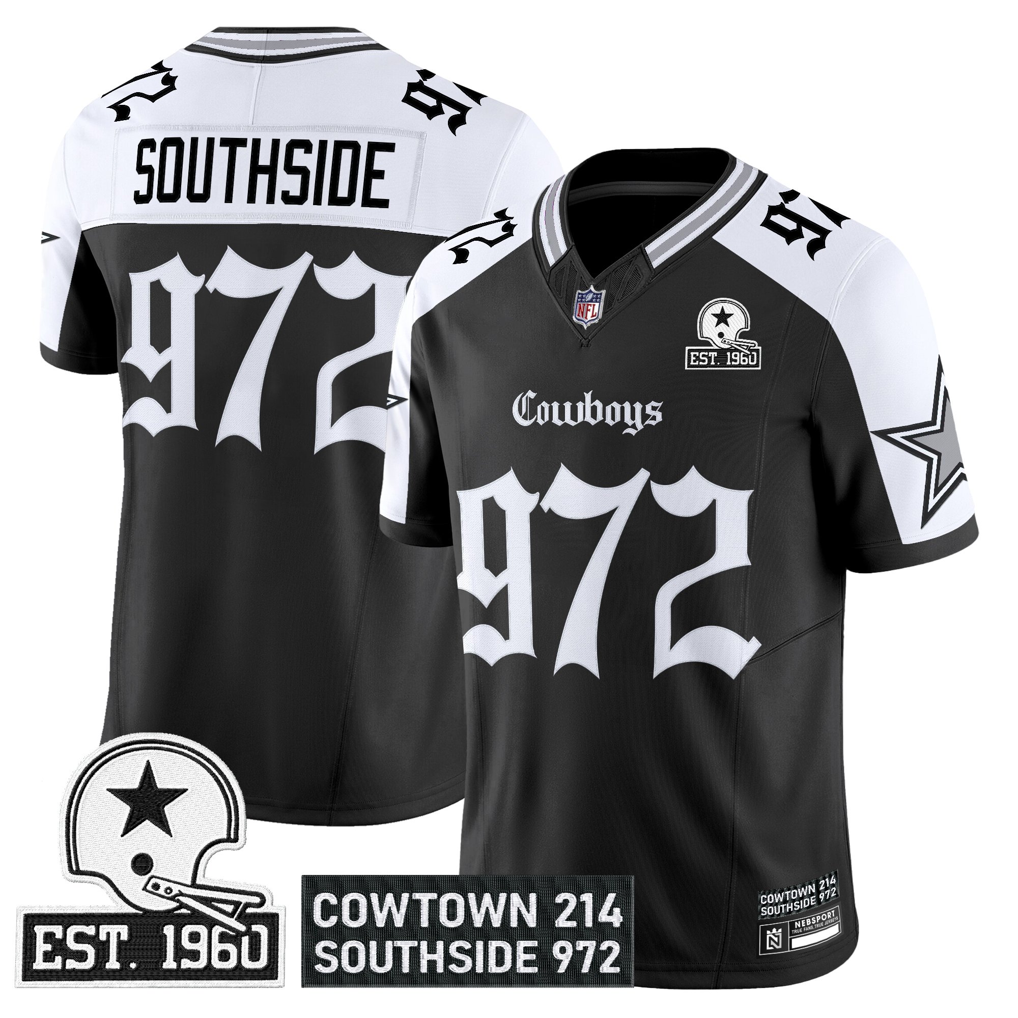 Southside 972 Men's Dallas Cowboys 'Gothic Lone Star Edition' Vapor Limited Alternate Jersey - All Stitched