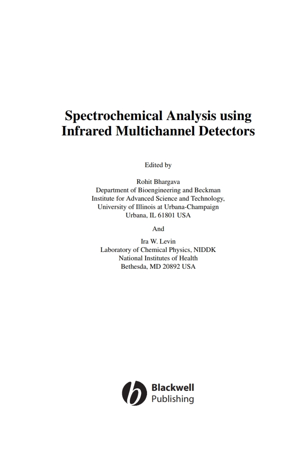 Spectrochemical Analysis Using Infrared Multichannel Detectors 1st ...