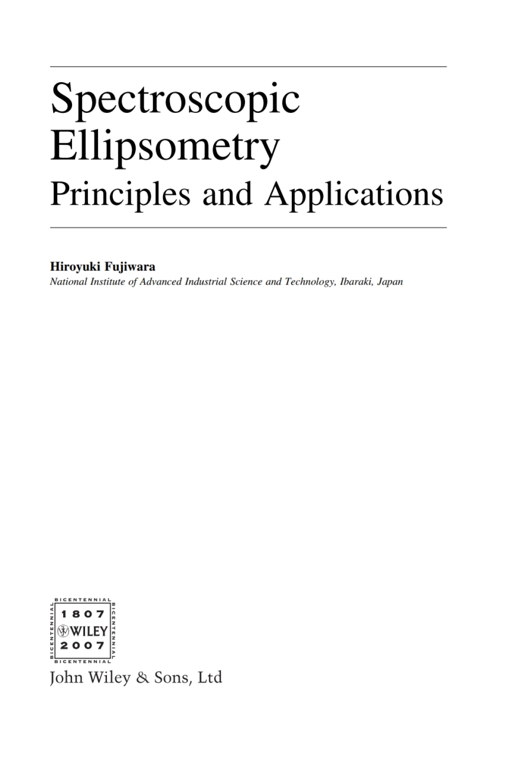 Spectroscopic Ellipsometry Principles and Applications 1st Edition â ...