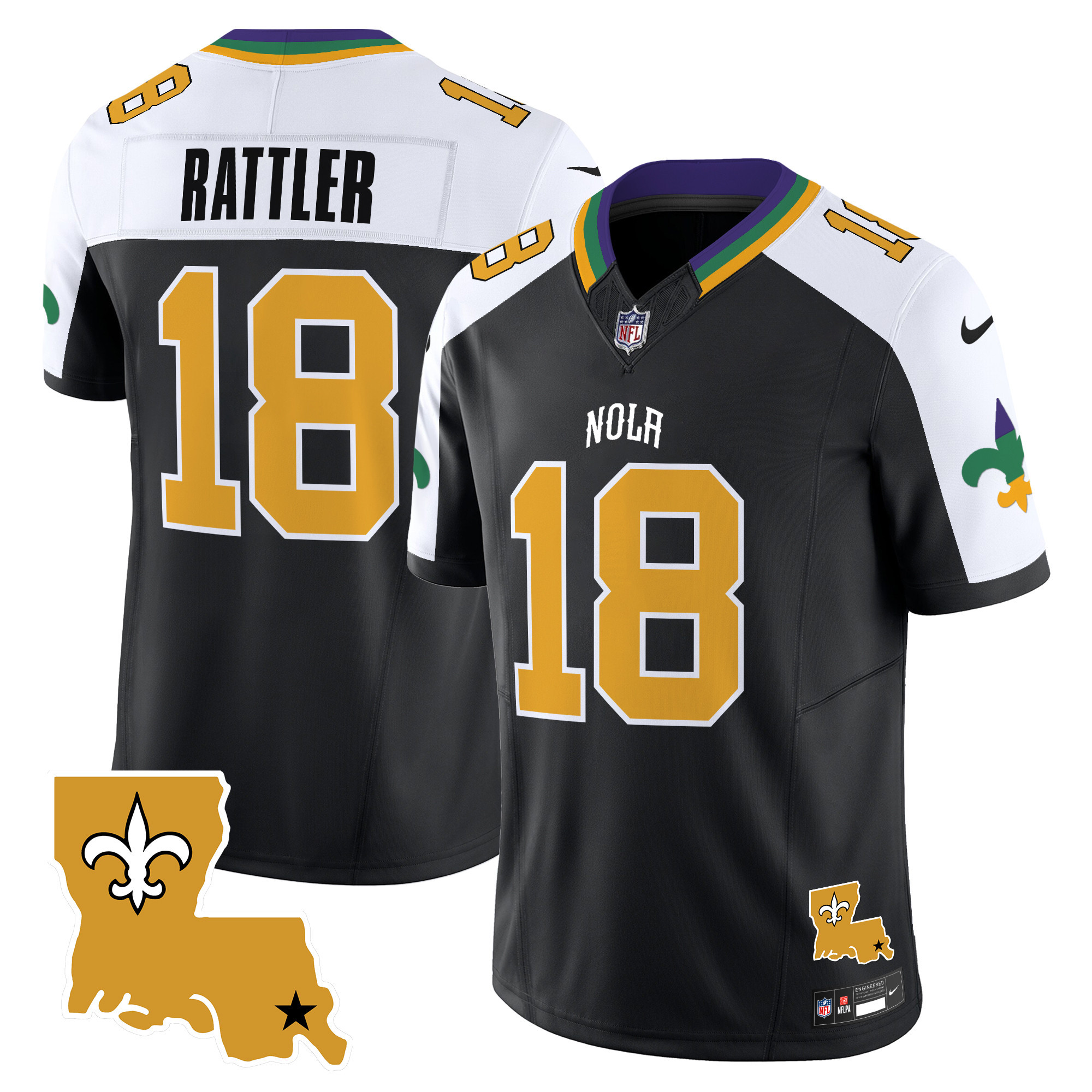 Spencer Rattler Men's New Orleans Saints 2024 New Orleans City Vapor Limited Alternate Jersey - All Stitched