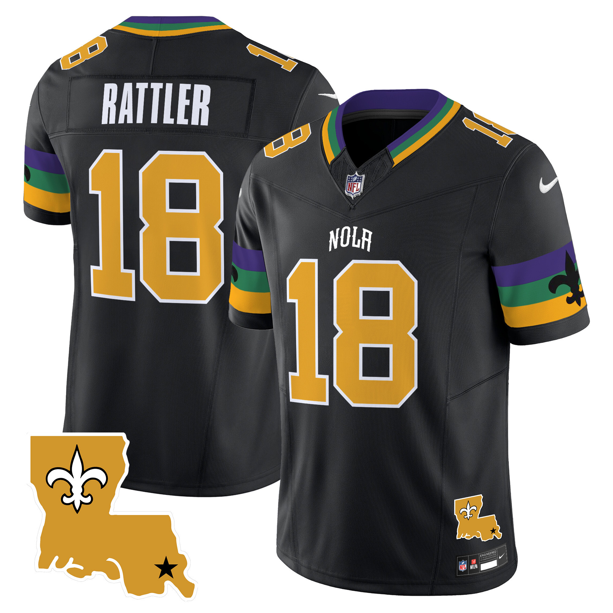 Spencer Rattler Men's New Orleans Saints 2024 New Orleans City Vapor Limited Black Jersey - All Stitched