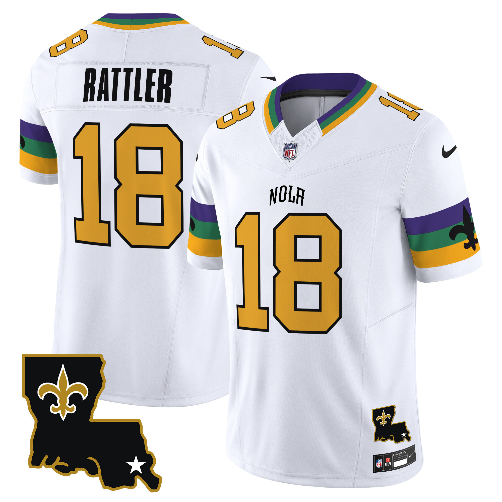 Spencer Rattler Men's New Orleans Saints 2024 New Orleans City Vapor Limited White Jersey - All Stitched
