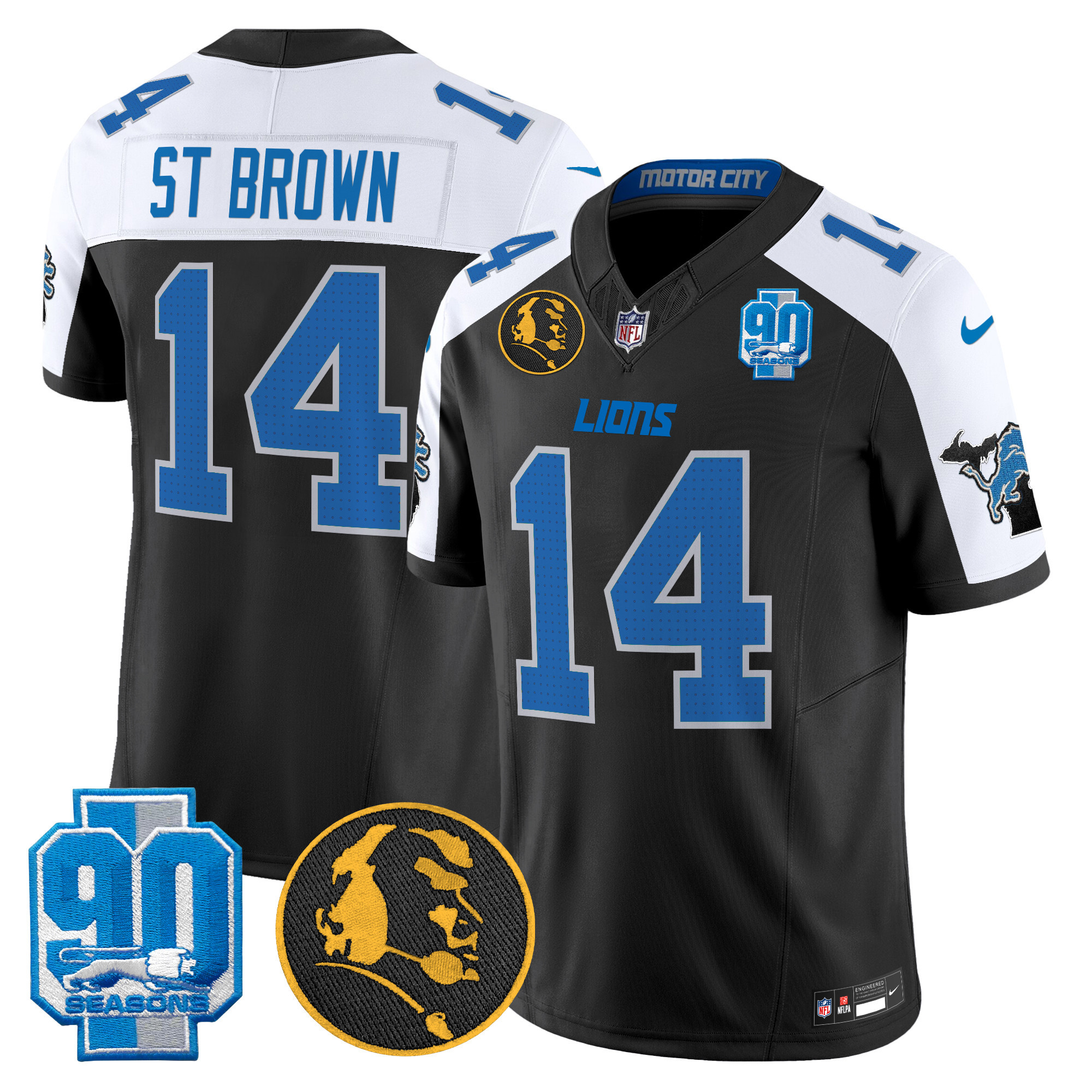 St. Brown Men's Detroit Lions 2024 90th & John Madden Patch Vapor Limited Alternate Jersey - All Stitched
