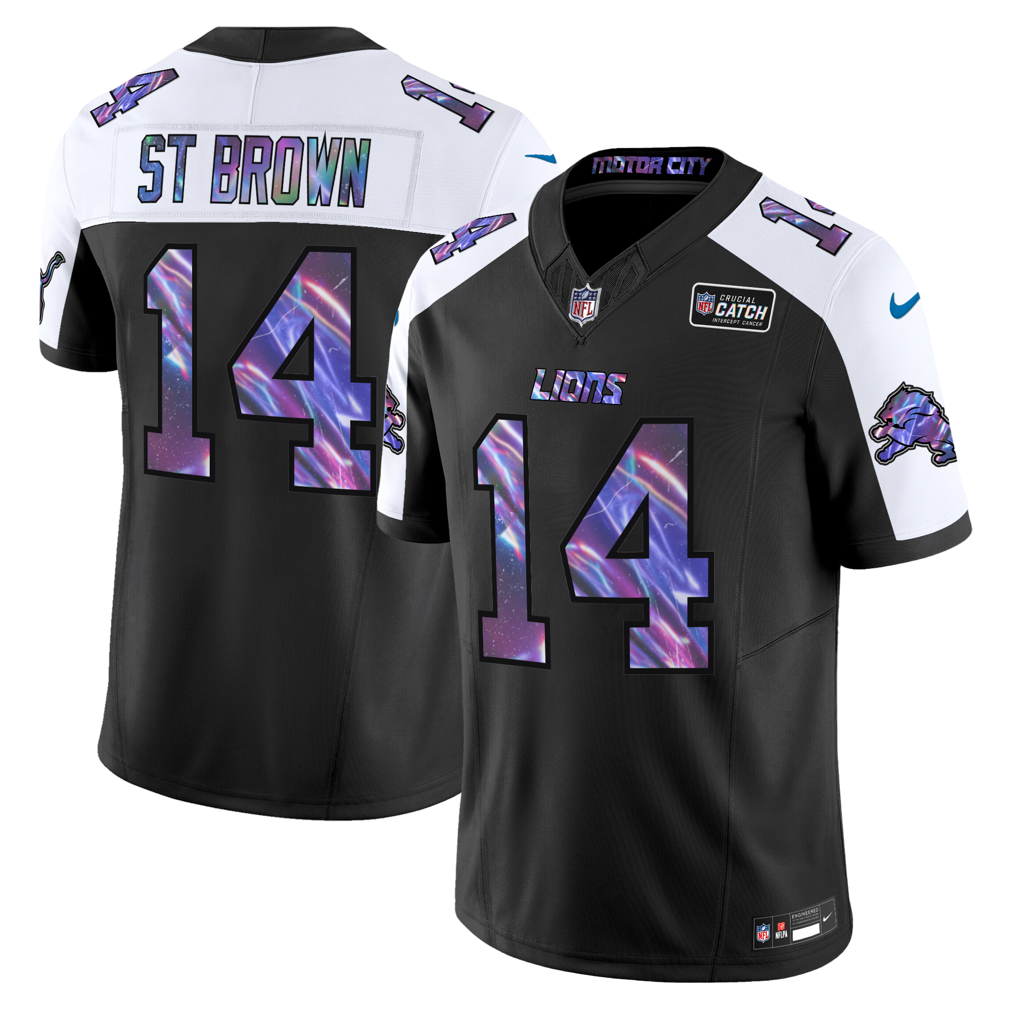St. Brown Men's Detroit Lions 2024 Crucial Catch Vapor Limited Black Alternate Jersey - All Stitched