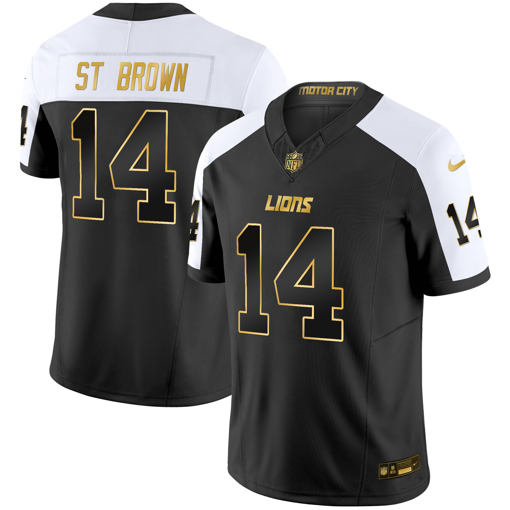 St. Brown Men's Detroit Lions 2024 Gold Vapor Limited Alternate Jersey - All Stitched