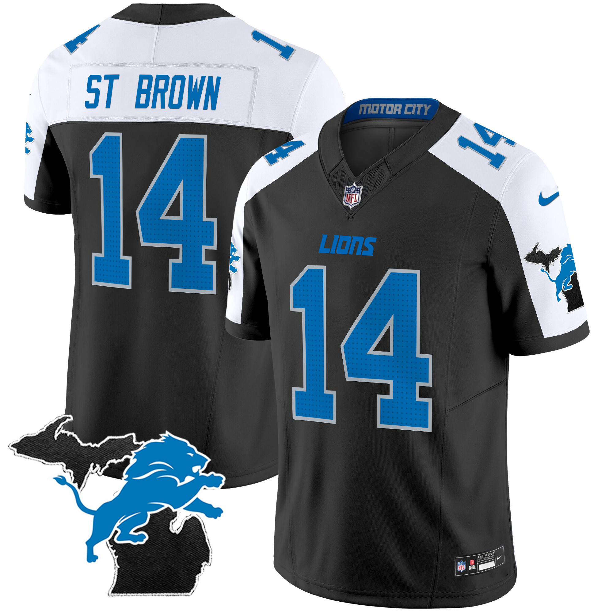 St. Brown Men's Detroit Lions 2024 Michigan Patch Vapor Limited Alternate Jersey - All Stitched