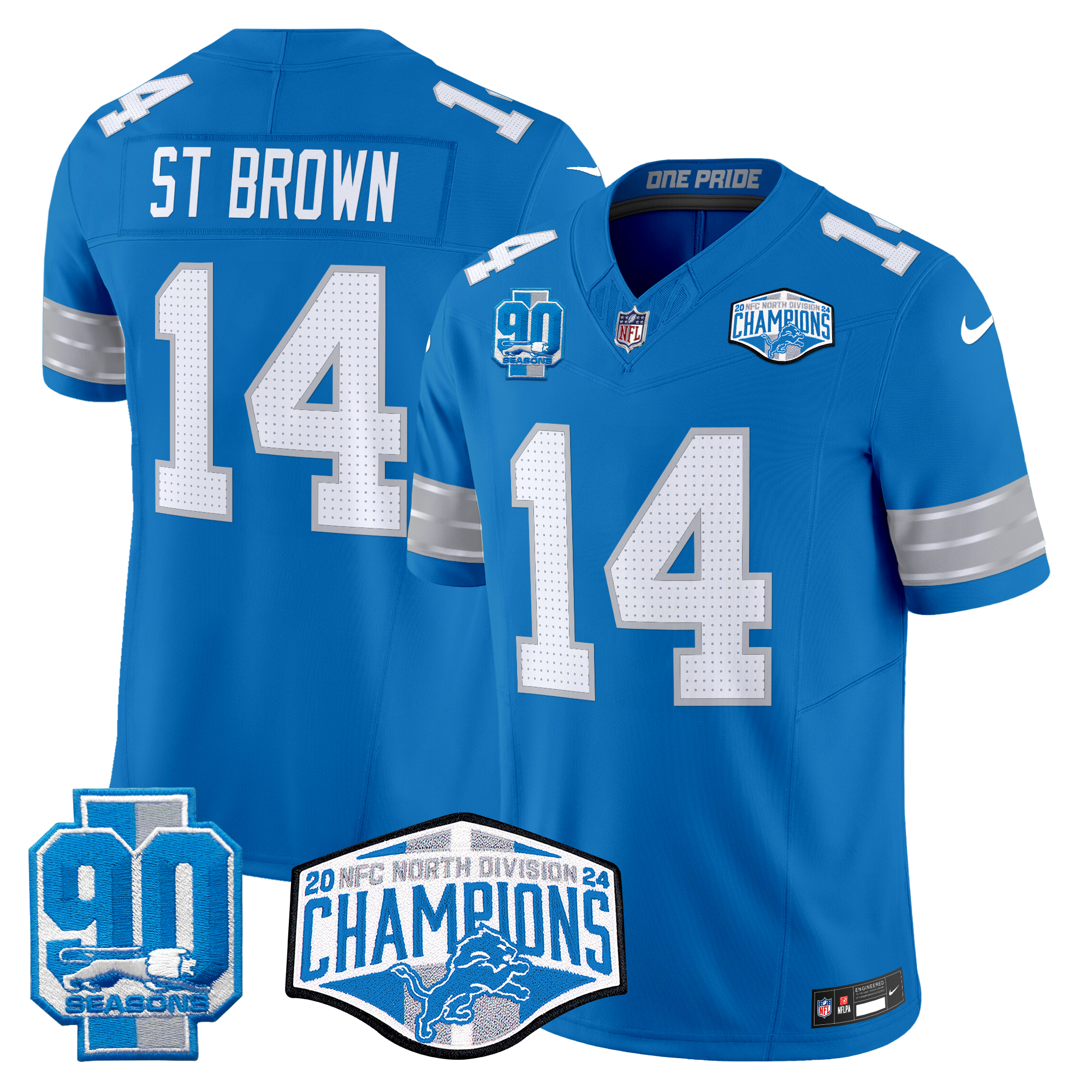 St. Brown Men's Detroit Lions 2024 NFC North Division Champions Patch Vapor Limited Blue Jersey - All Stitched