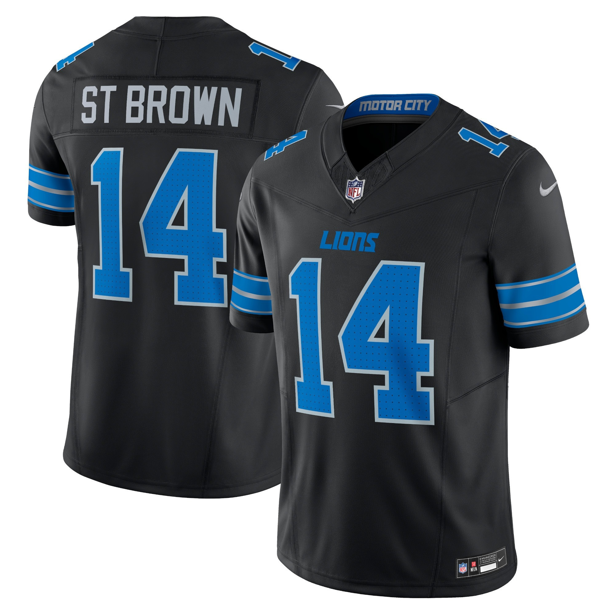 St. Brown Men's Detroit Lions 2024 Vapor Limited Black Jersey - All Stitched
