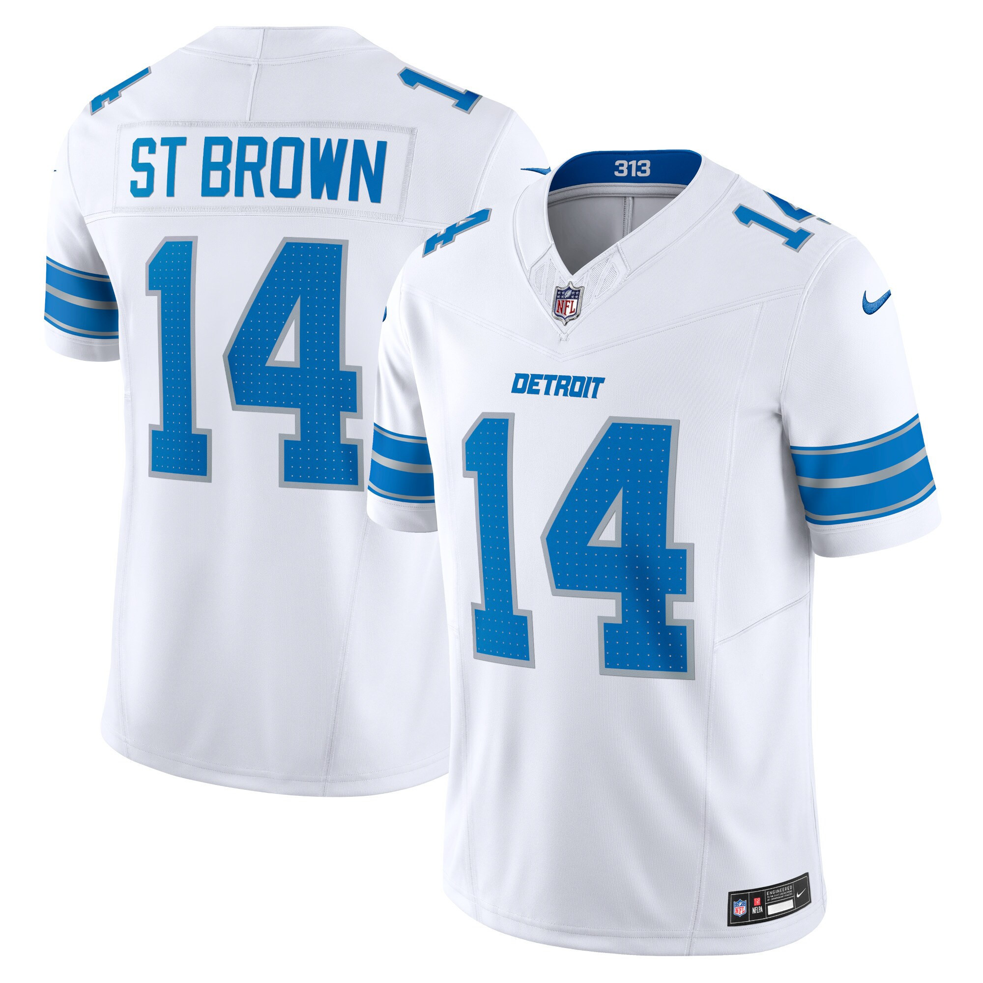 St. Brown Men's Detroit Lions 2024 Vapor Limited White Jersey - All Stitched