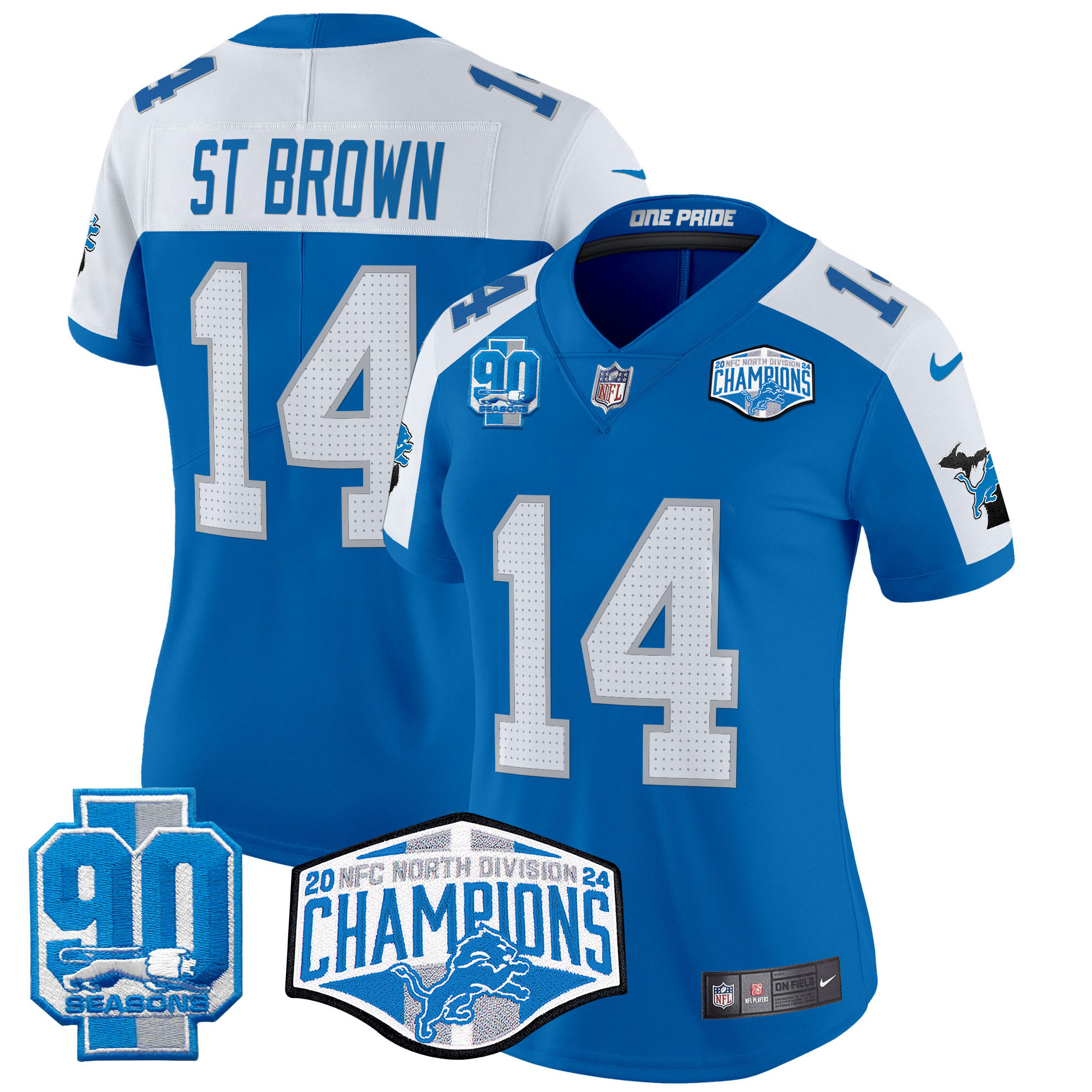 St. Brown Women's Detroit Lions 2024 NFC North Division Champions Patch Vapor Limited Blue Alternate Jersey - All Stitched