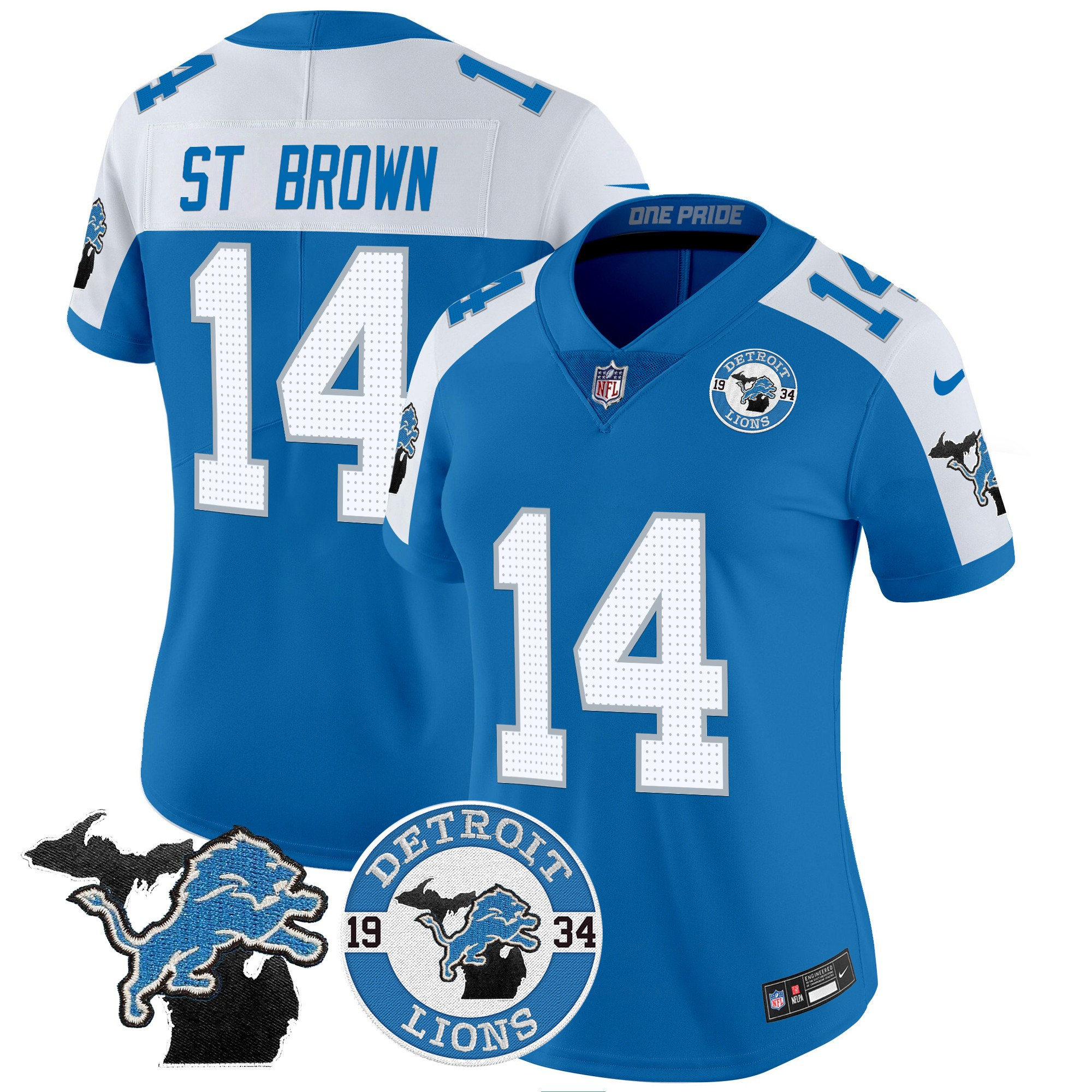 St. Brown Women's Detroit Lions 2024 Vapor Limited Blue Alternate Jersey - All Stitched