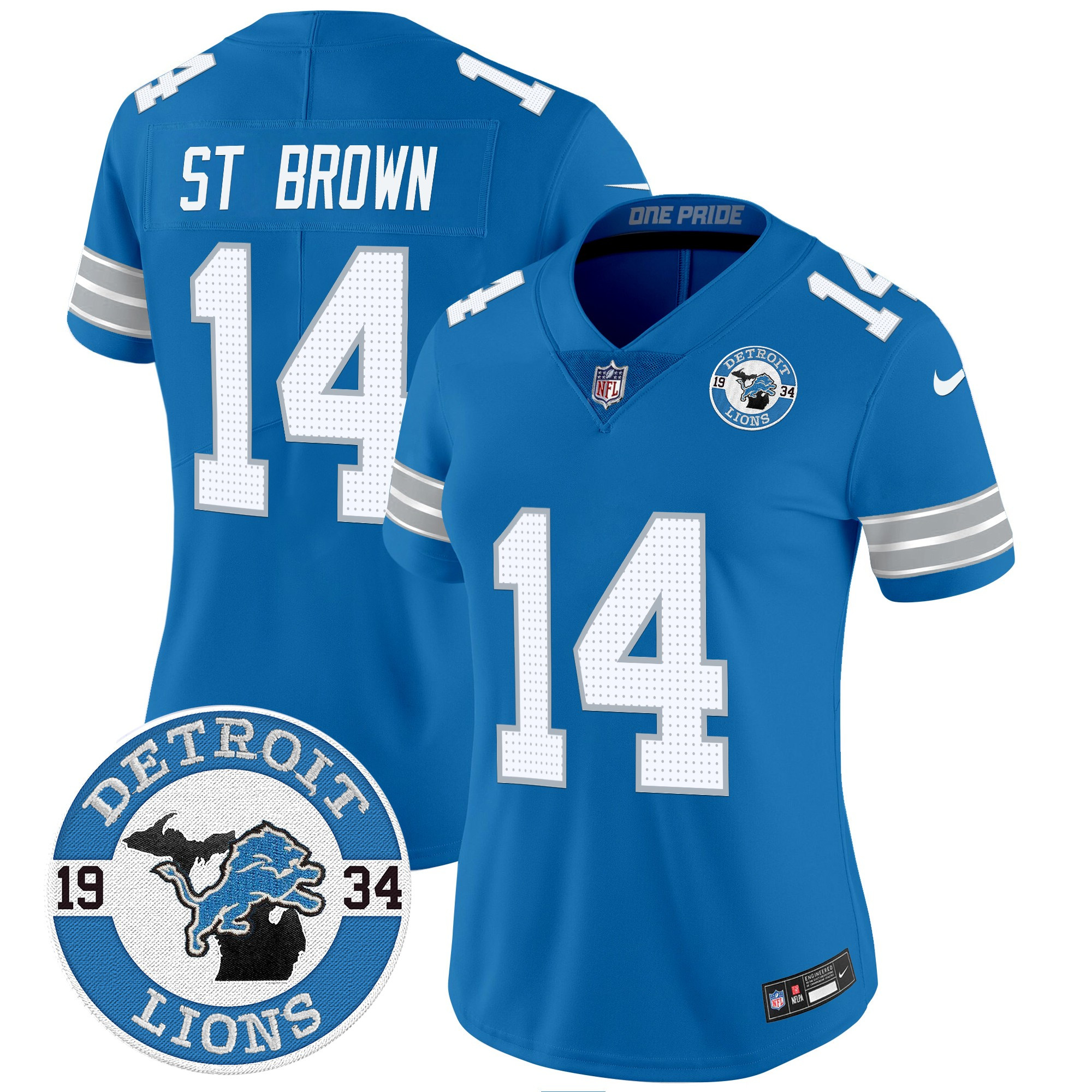 St. Brown Women's Detroit Lions 2024 Vapor Limited Blue Jersey - All Stitched