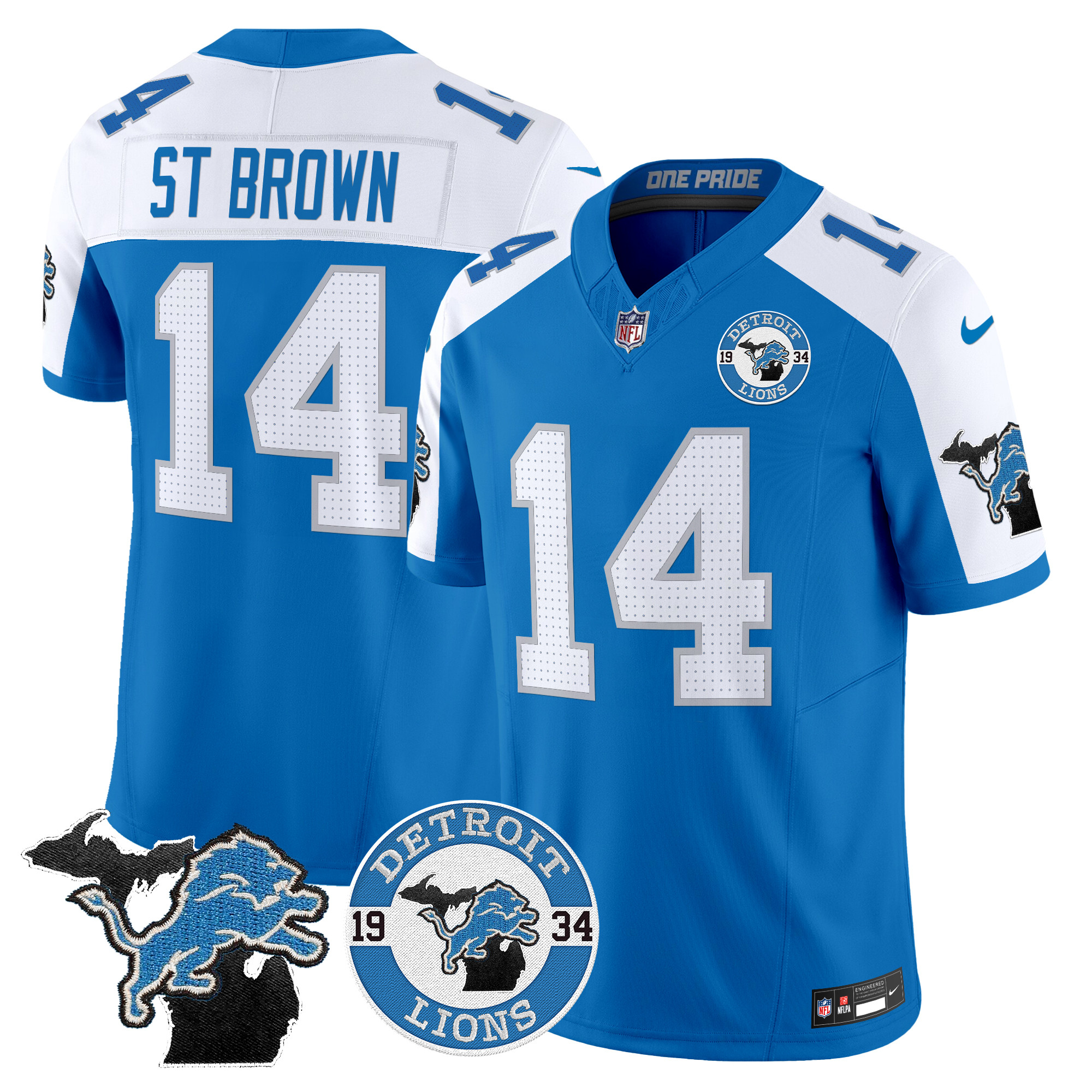 St.Brown Men's Detroit Lions 2024 Vapor Limited Blue Alternate Jersey - All Stitched