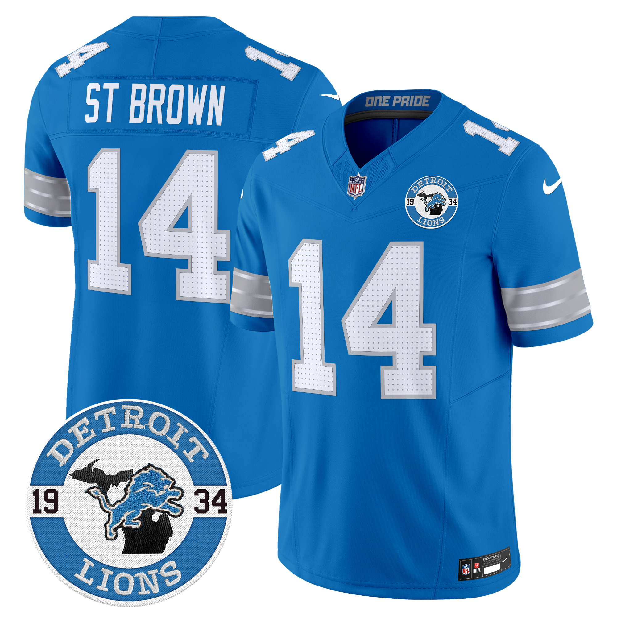 St.Brown Men's Detroit Lions 2024 Vapor Limited Blue Jersey - All Stitched