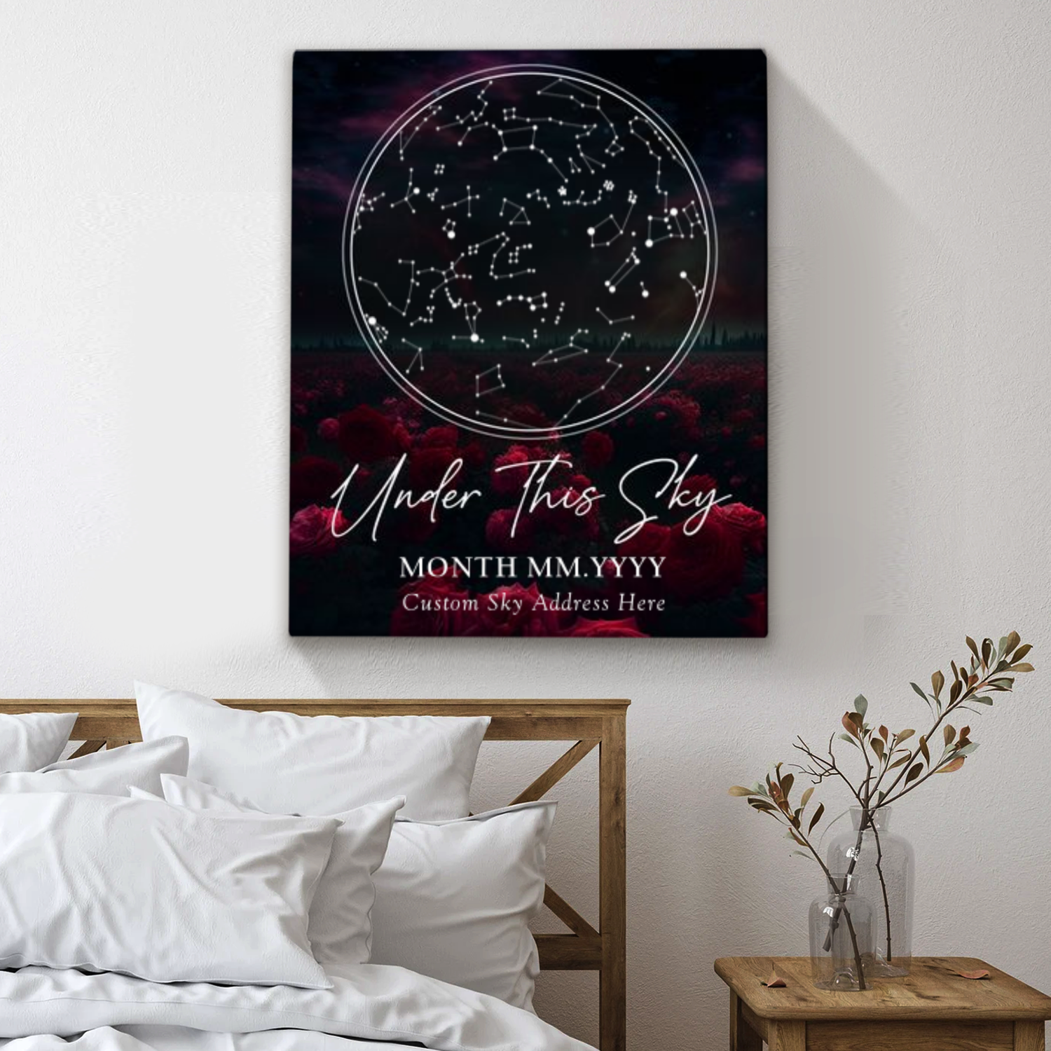 Stars Chart As Valentines Gift For Couples, Personalized Romantic Constellation Map Canvas, Wedding Anniversary Star Map Gift For Couple