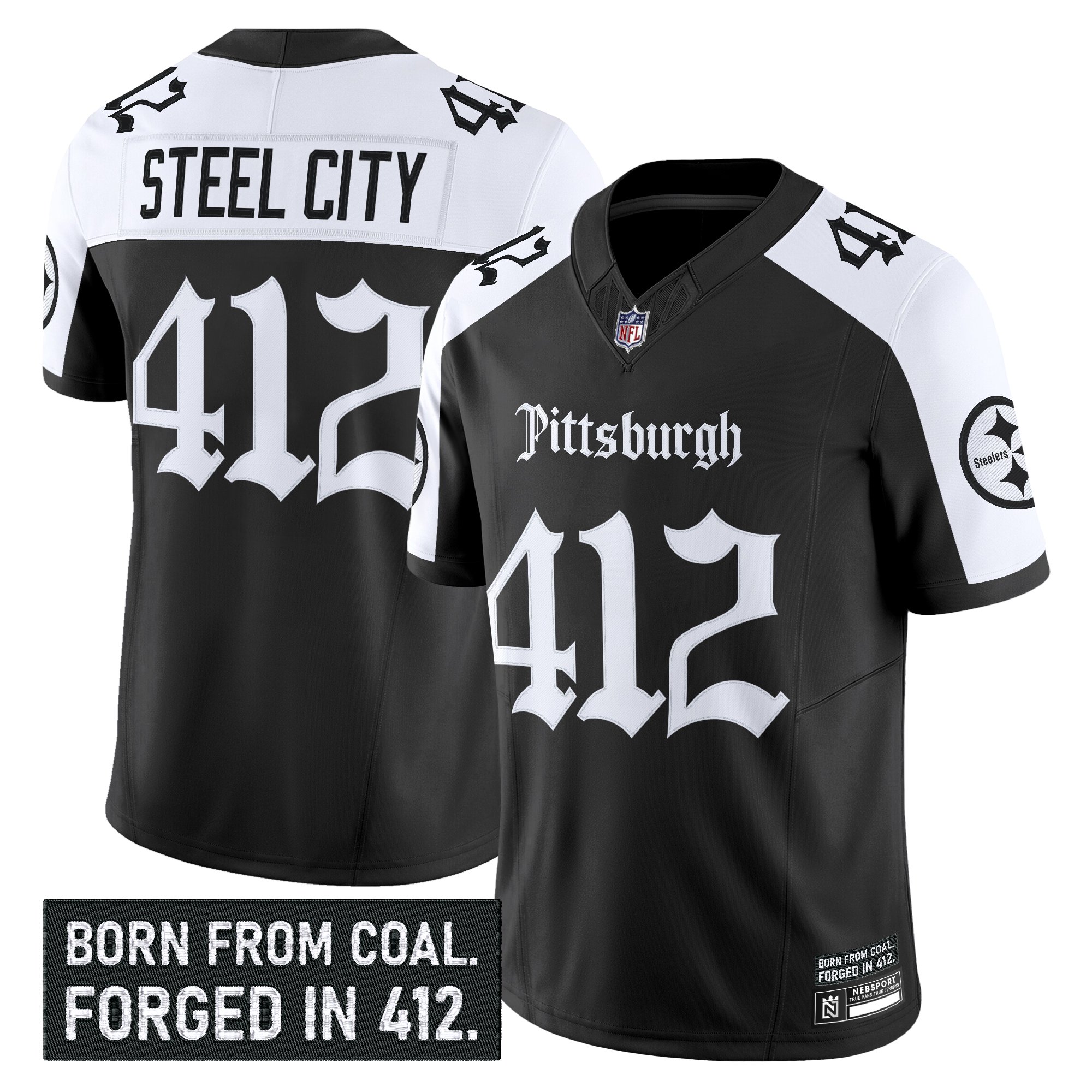 Steel City 412 Men's Pittsburgh Steelers 'Gothic Steel City Edition' Vapor Limited Alternate Jersey - All Stitched