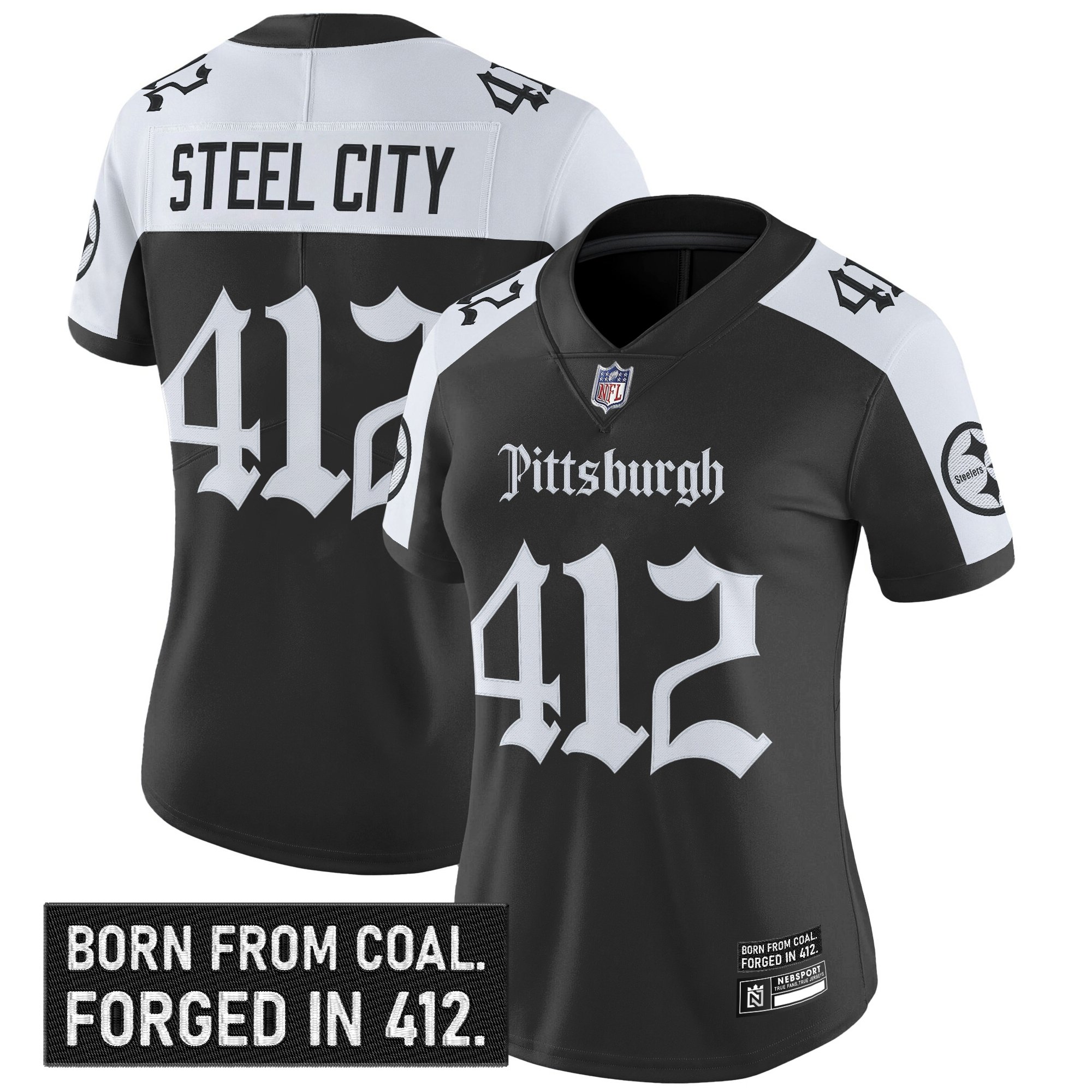 Steel City 412 Women's Pittsburgh Steelers 'Gothic Steel City Edition' Vapor Limited Alternate Jersey - All Stitched