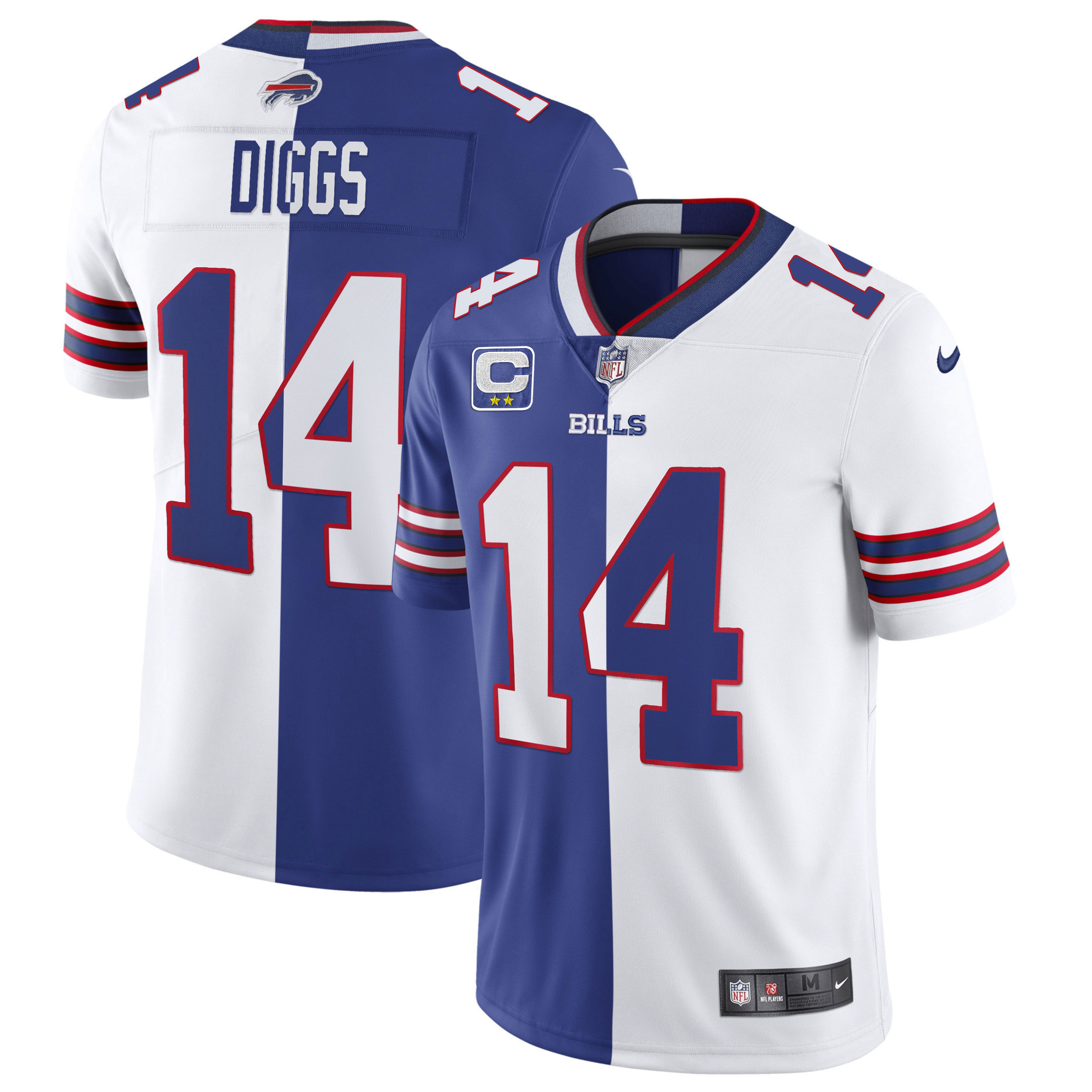 Stefon Diggs Buffalo Bills Split - All Stitched Split Royal White Jersey - All Stitched
