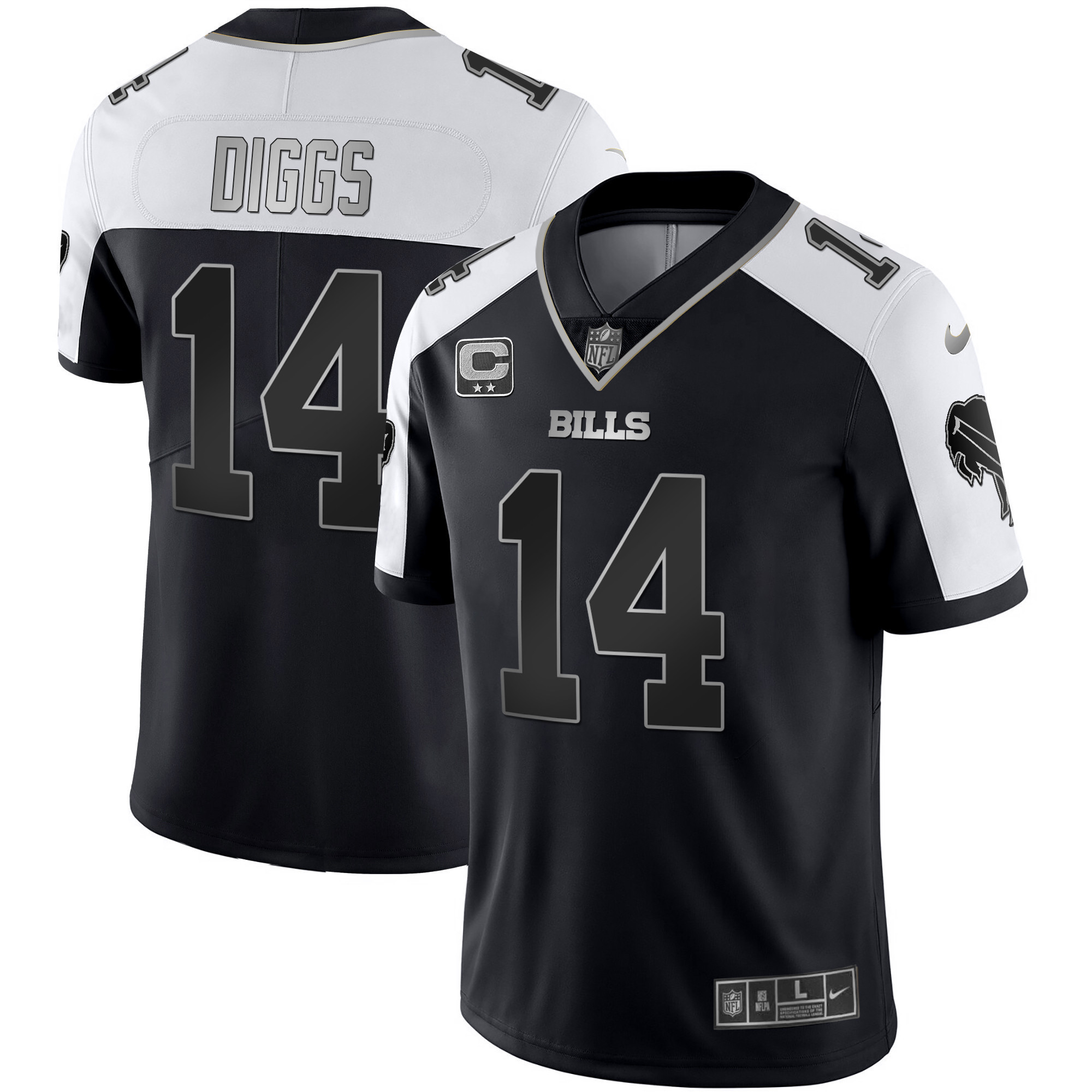 Stefon Diggs Men's Buffalo Bills Alternate Vapor Black Gold & Black Inverted Limited - All Stitched Black Silver Jersey - All Stitched