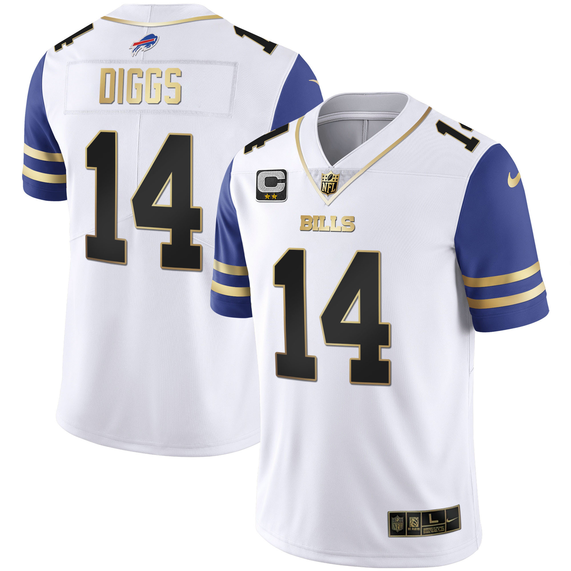 Stefon Diggs Men's Buffalo Bills Alternate Vapor Black Gold & Black Inverted Limited - All Stitched Royal Sleeves Jersey - All Stitched