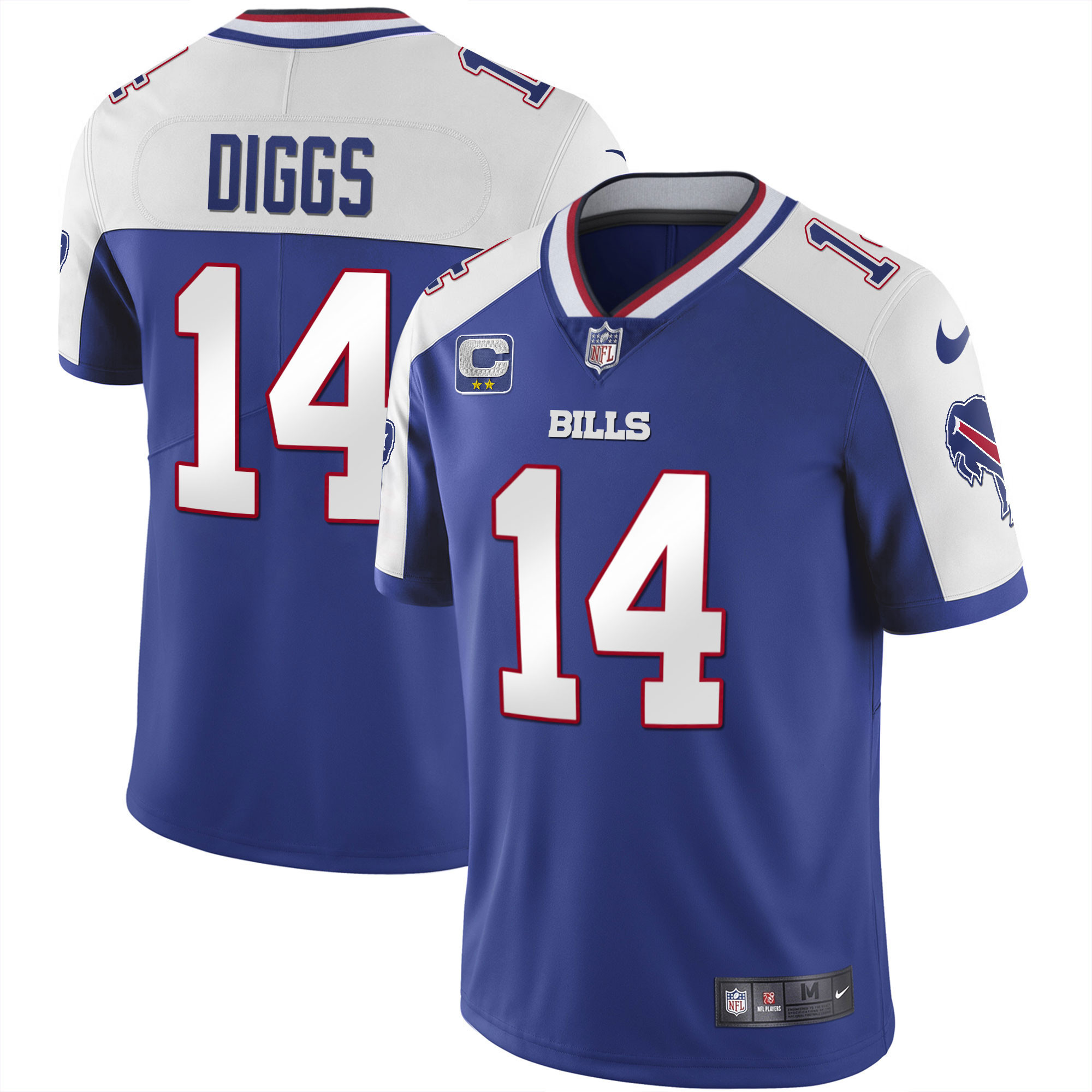 Stefon Diggs Men's Buffalo Bills Alternate Vapor Black Gold & Black Inverted Limited - All Stitched Royal White Jersey - All Stitched