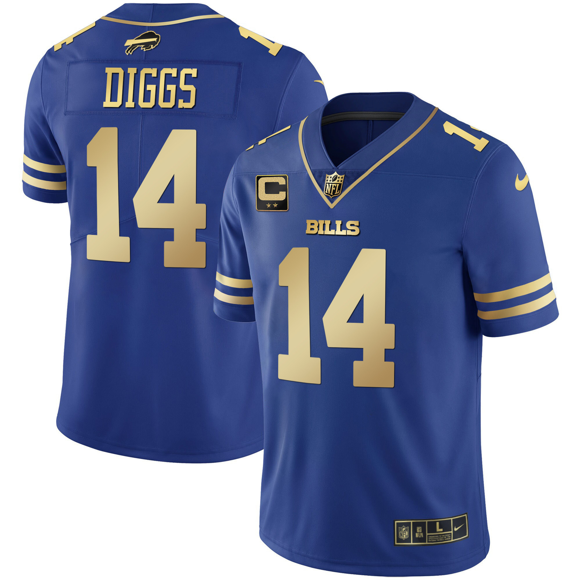 Stefon Diggs Men's Buffalo Bills Black Gold & Royal Gold Vapor Royal Gold Jersey - All Stitched