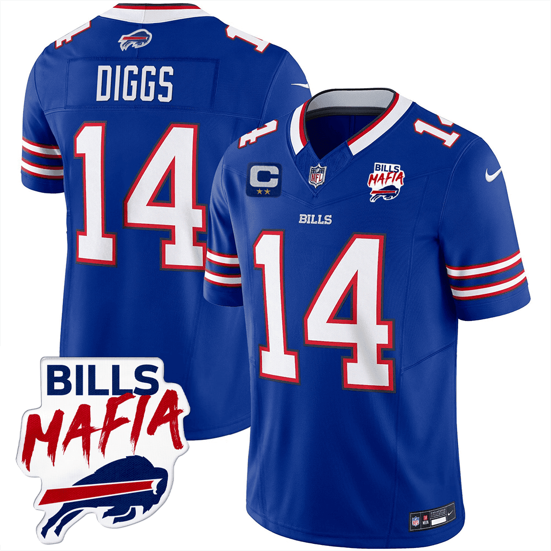 Stefon Diggs Men's Buffalo Bills Mafia Patch Limited Royal Blue Jersey - All Stitched
