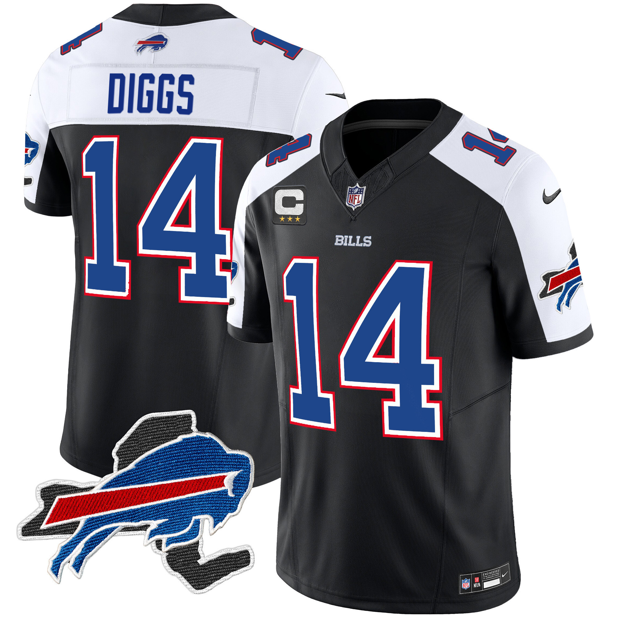 Stefon Diggs Men's Buffalo Bills New York Patch Vapor Limited Black Alternate Jersey - All Stitched