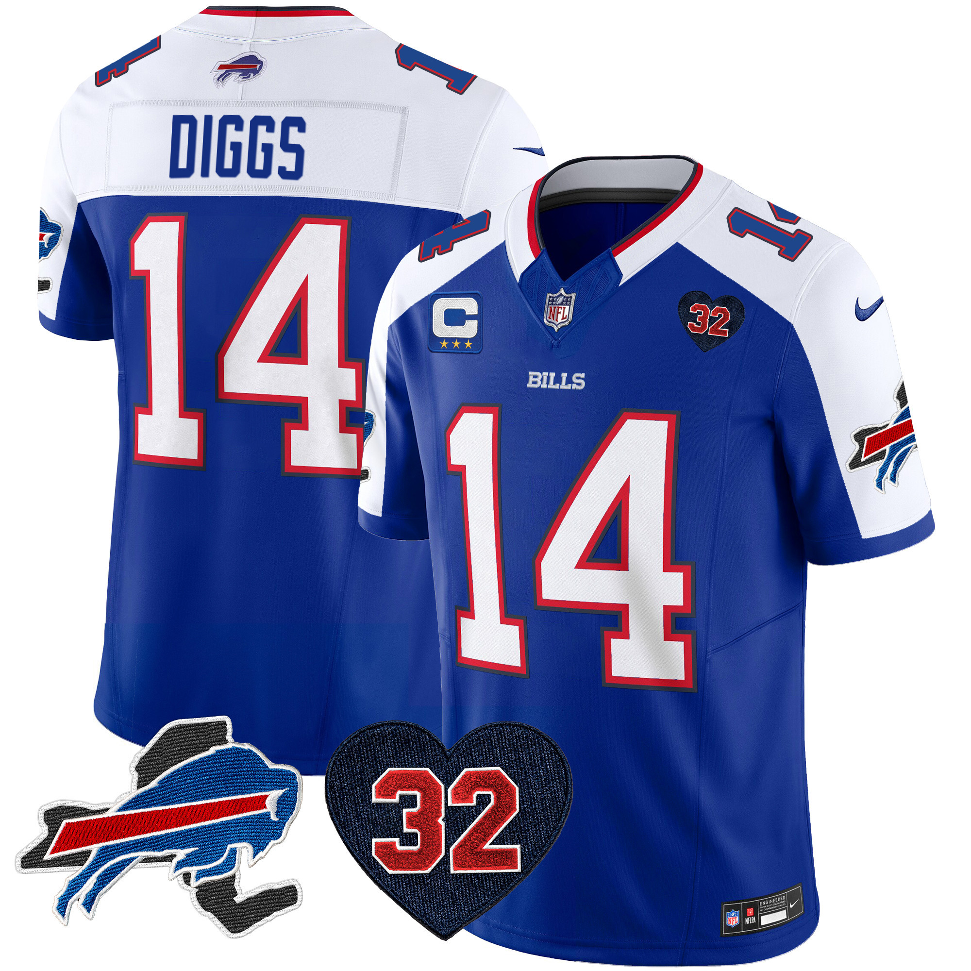 Stefon Diggs Men's Buffalo Bills O.J. Simpson Patch Vapor Limited Royal Alternate Jersey - All Stitched