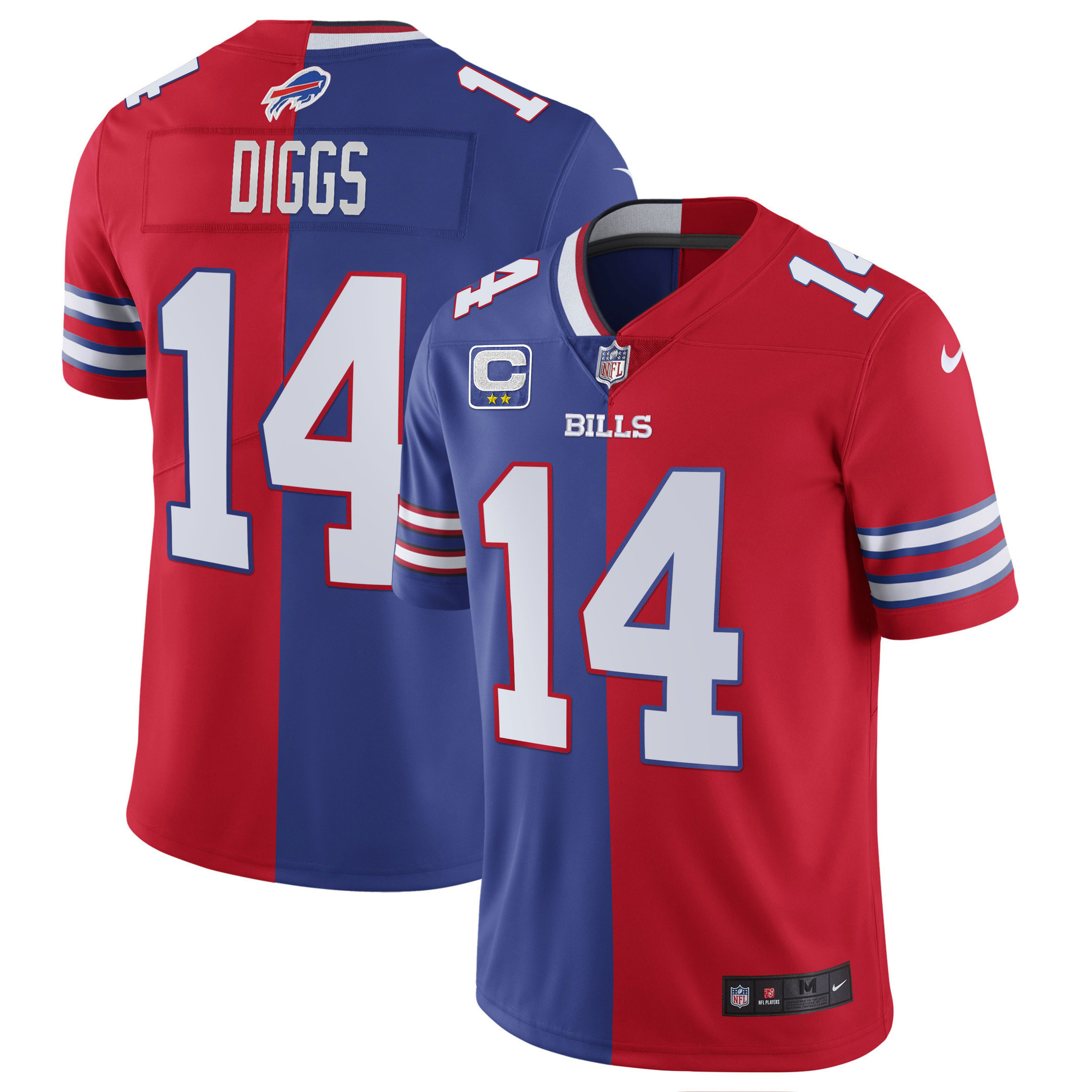 Stefon Diggs Men's Buffalo Bills White Gold & Black Gold - All Stitched Split Royal Red Jersey - All Stitched