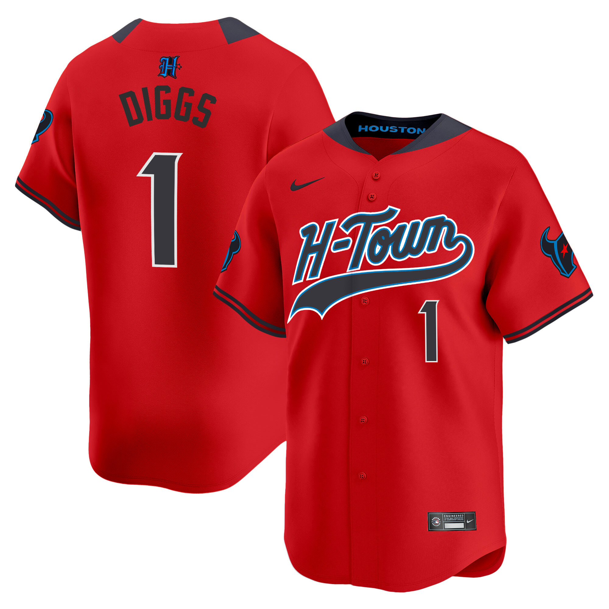 Stefon Diggs Men's Houston Texans 2024 Baseball Red Jersey - All Stitched