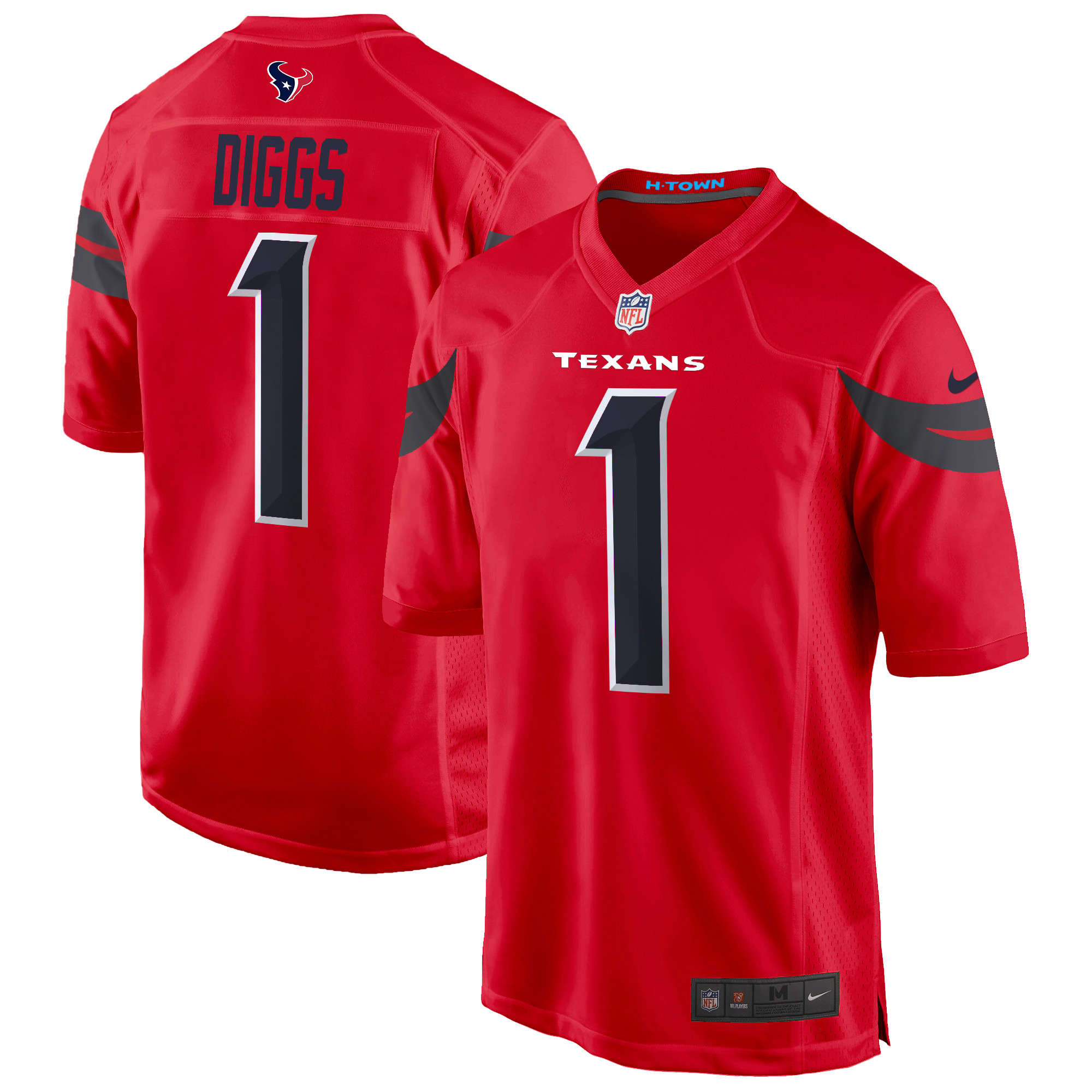 Stefon Diggs Men's Houston Texans 2024 Game Red Jersey - All Stitched