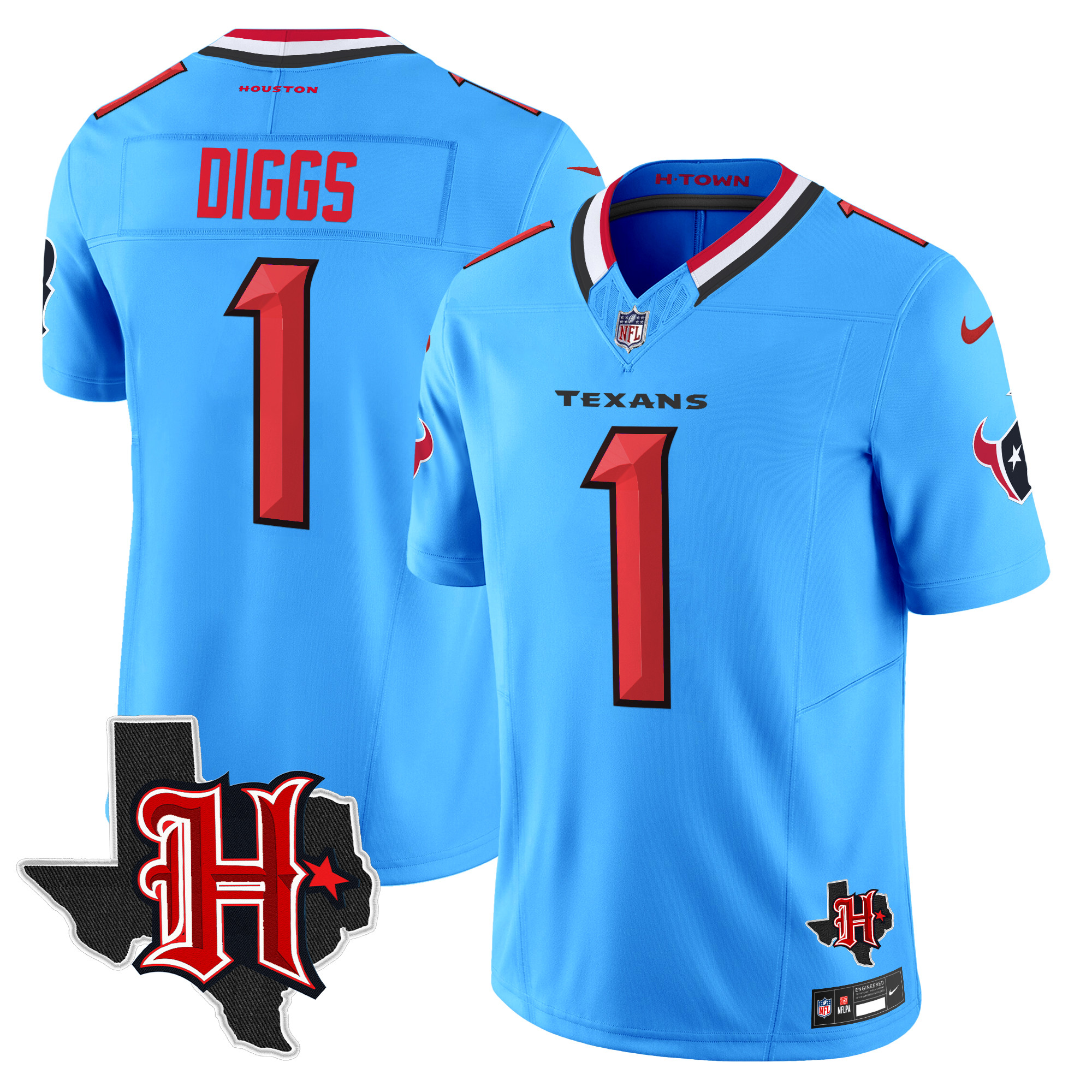 Stefon Diggs Men's Houston Texans 2024 Texas Patch Vapor Limited Blue Jersey - All Stitched