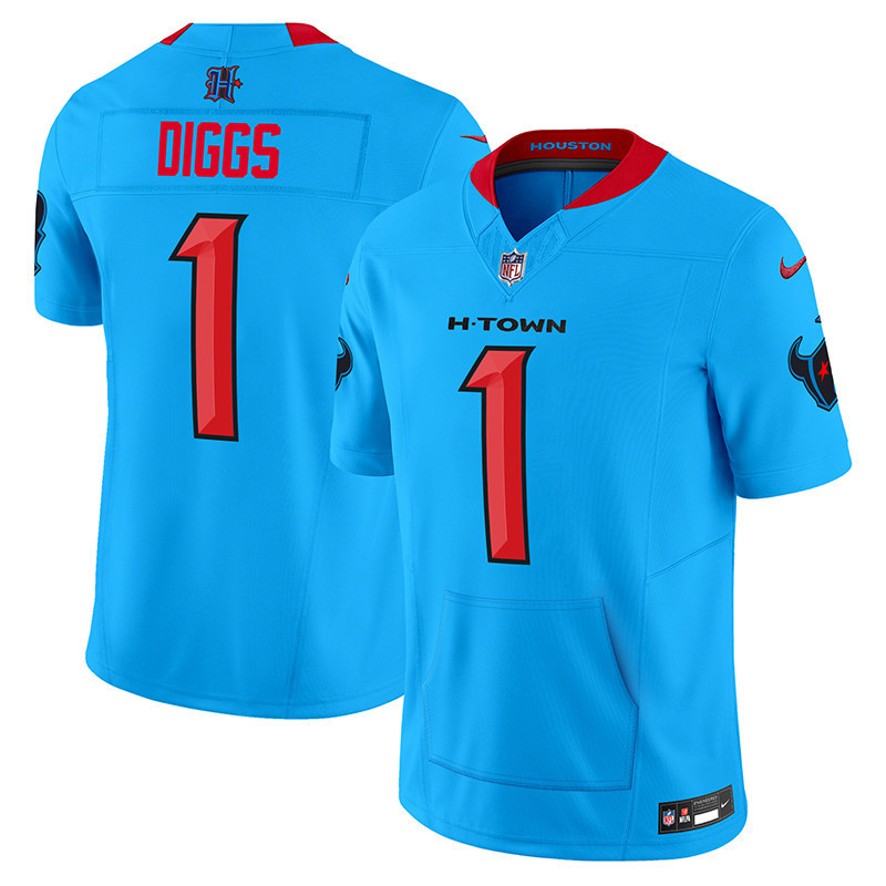 Stefon Diggs Men's Houston Texans 2024 Vapor Hand Warmer Blue Jersey - All Stitched