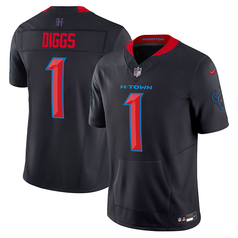 Stefon Diggs Men's Houston Texans 2024 Vapor Hand Warmer Navy Limited Jersey - All Stitched