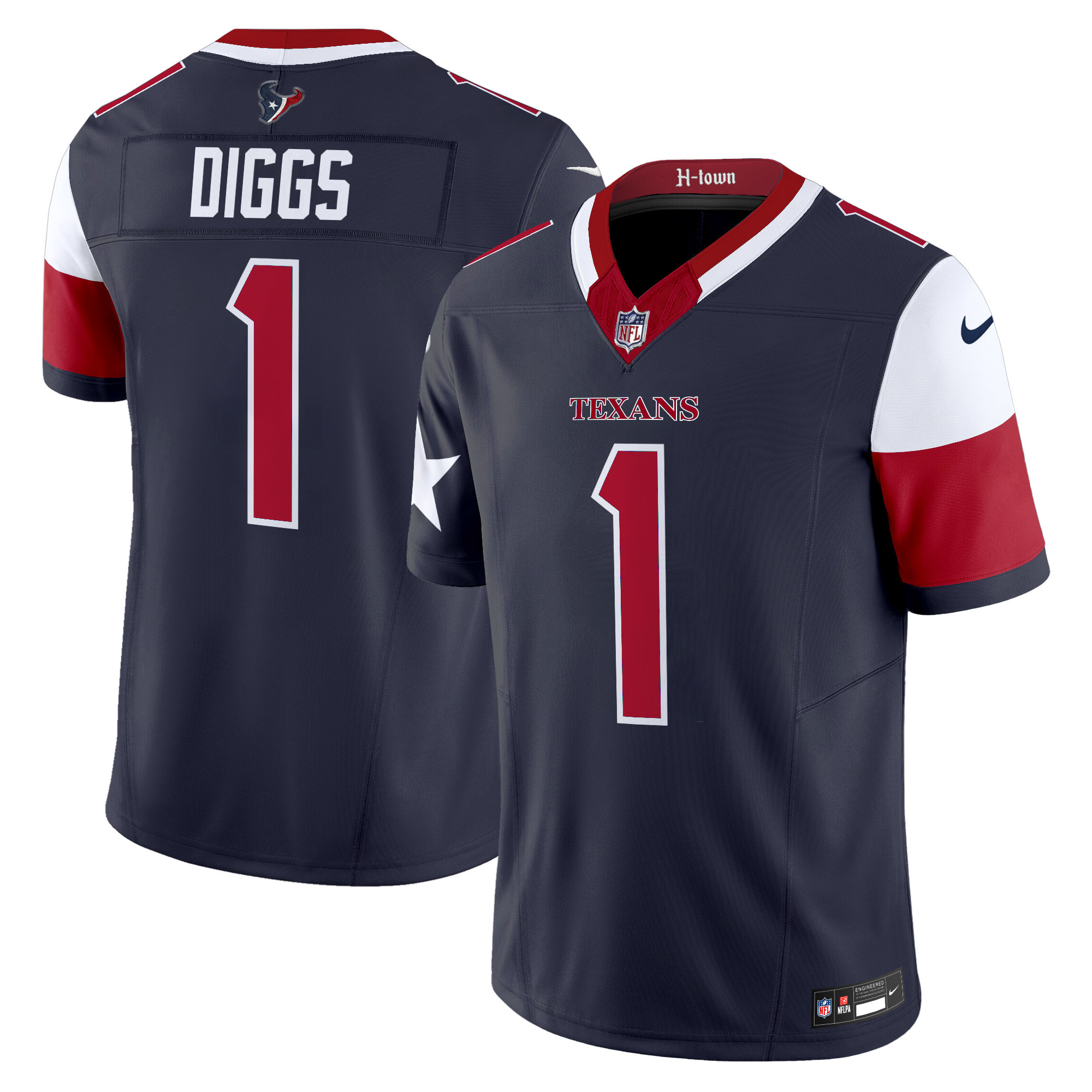 Stefon Diggs Men's Houston Texans 2024 Vapor Limited Navy Jersey - All Stitched